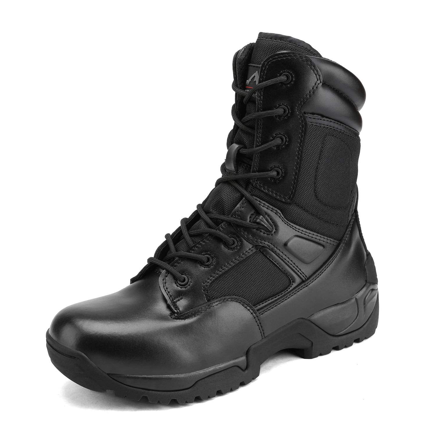 Nortiv 8 Mens Military Tactical Work Boots Side Zip Hiking Motorcycle Combat Boots Black 15 Wide Response W