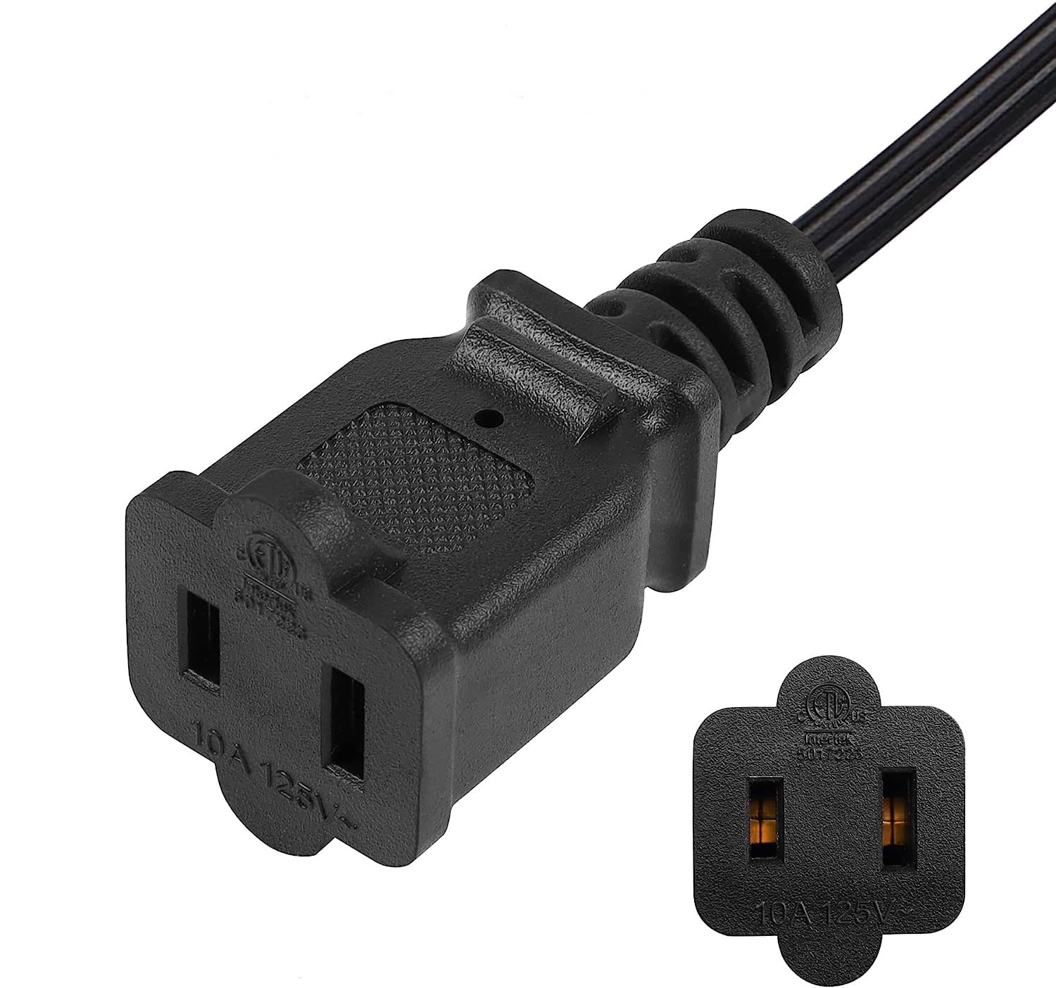 Toptekits 2 Pack Polarized Usa Outlet Saver Power Extension Cord Cable 125V 10A 2 Prong 2 Outlets For Nema 5 15P To Nema 5 15R (