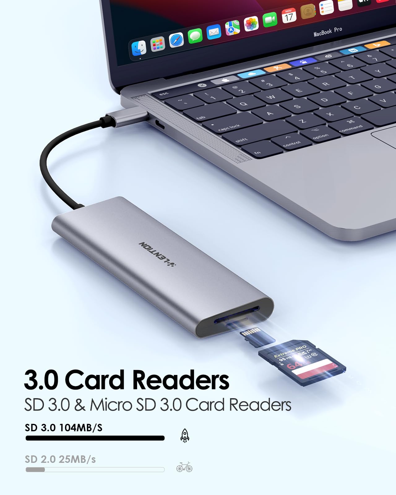 Lention Usb C Multiport Hub With 4K Hdmi, 3 Usb 3.0, Sd/Micro Sd 3.0 Card Reader, 100W Pd Compatible 2023 2016 Macbook Pro, New
