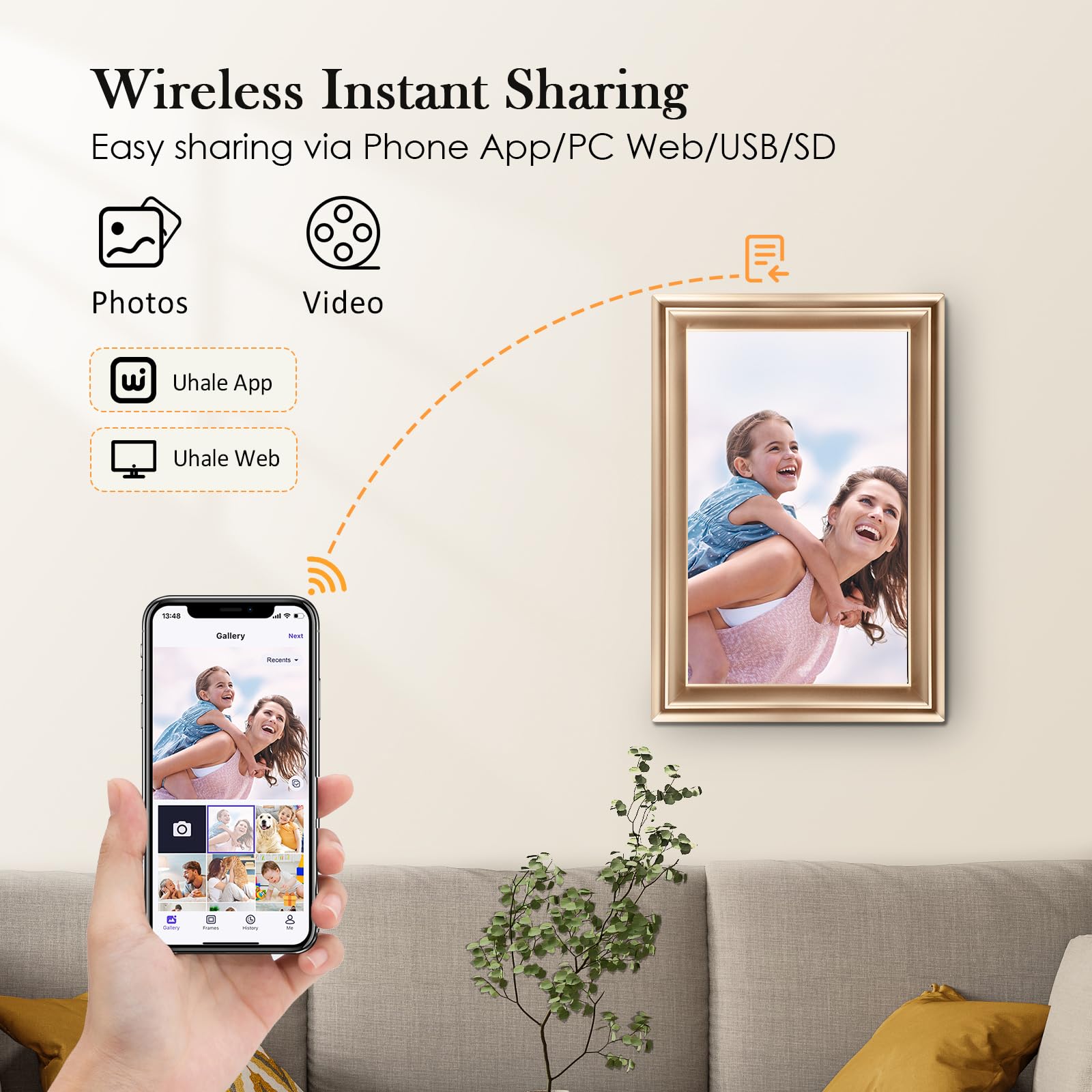 Wifi Digital Picture Frame 10.1 Inch Ips Hd Cloud Smart Digital Photo Frame,16Gb Storage, Wall Mountable, Auto Rotate, Share Pho