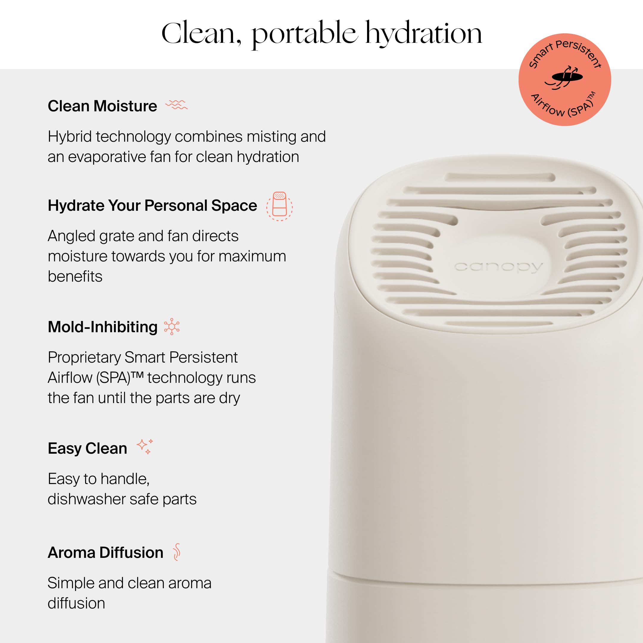 Canopy Portable Misting Humidifier   Cordless 11 Hr Run Time, 500 Ml, Tsa Approved Travel Humidifier   Alleviate Symptoms Of All
