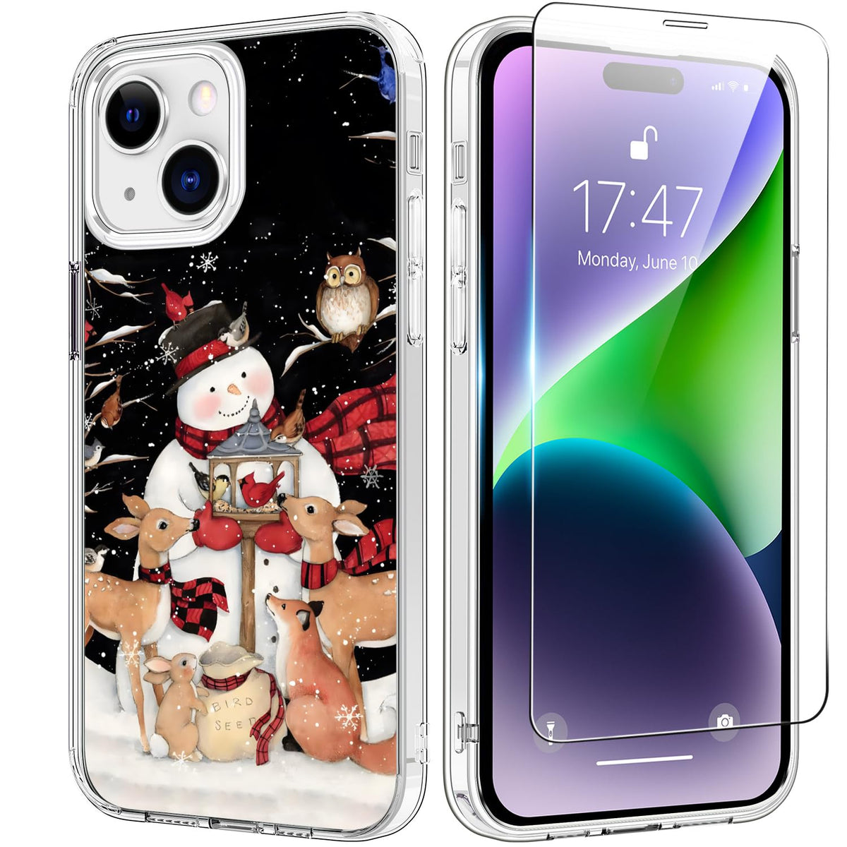 Bicol Christmas Phone Case For Iphone 15 With Screen Protector And Camera Lens Protector   Wireless Charging   Slim Shockproof P