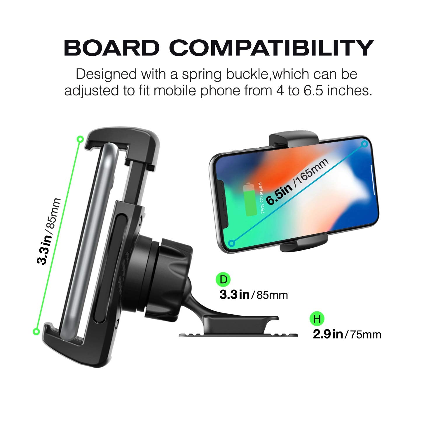 Jimisha Car Phone Holder, Phone Car Mount With Stick On Base Cell Phone Car Mount Sticky Adhesive Mount Holder For 4 Inches To 6