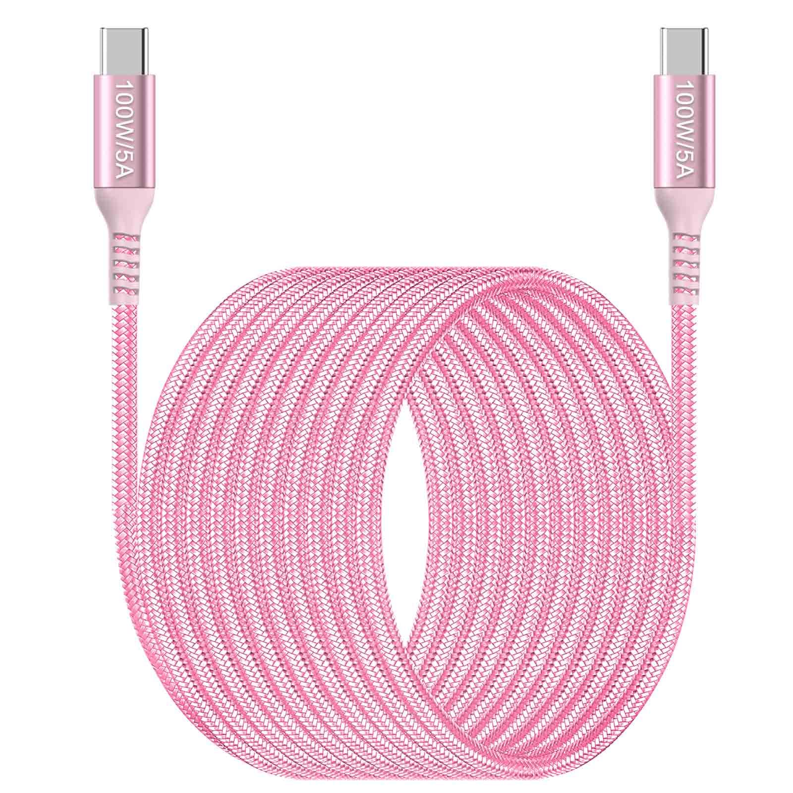 100W Usb C To Usb C Cable 15Ft Long Pink,Usbc To Usbc,Awnuwuy (20V/5A) Type C Pd Fast Charging Power Charging Cord Compatible Wi