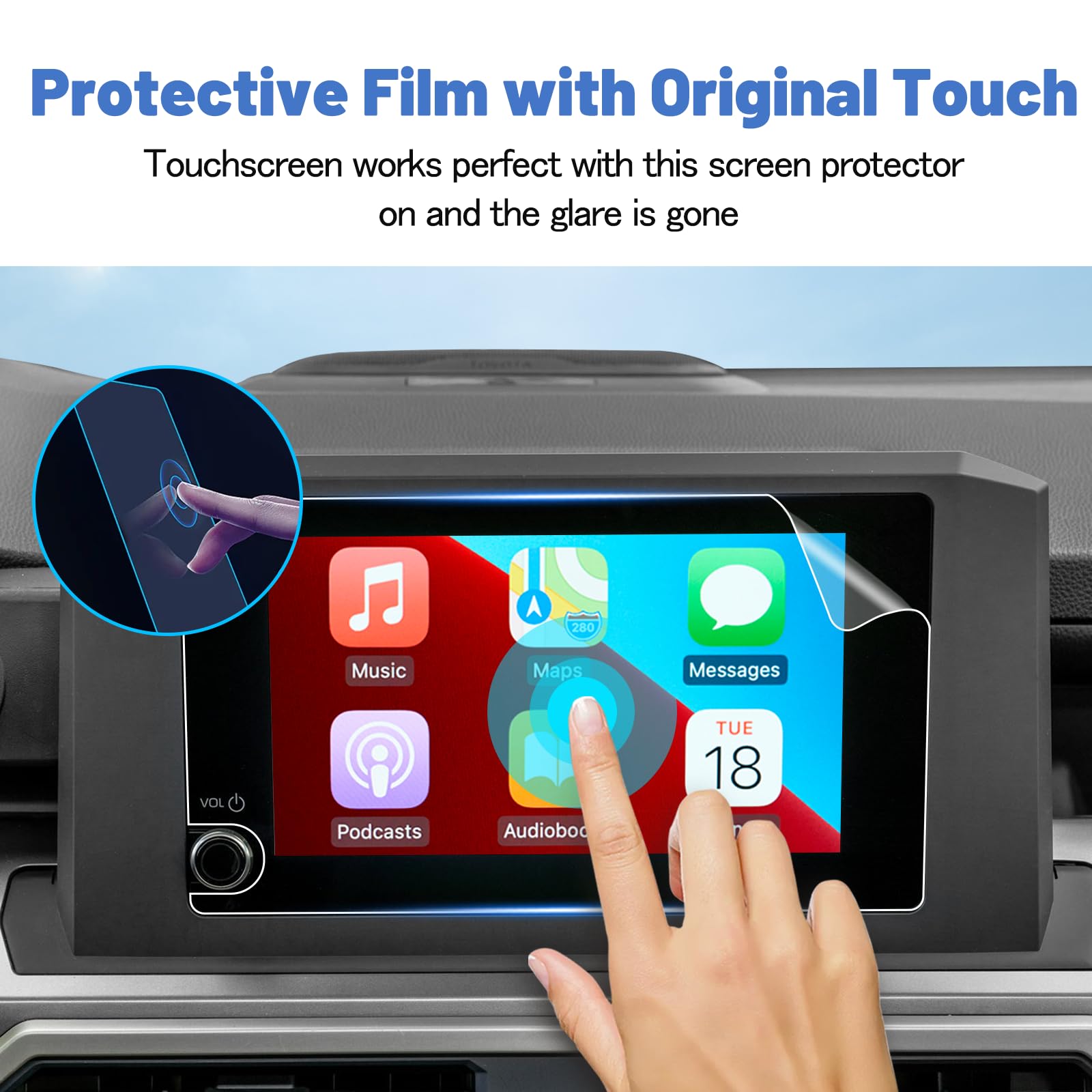 Shaohao For 2024 Toyota Tacoma Screen Protector Compatible With Toyota Tacoma Accessories 2024 Tacoma Sr/Sr5/Trd Prerunner/Trd Sport/Trd Off Road 8 In Audio Touchscreen Crystal Clear Screen Cover 2Pcs