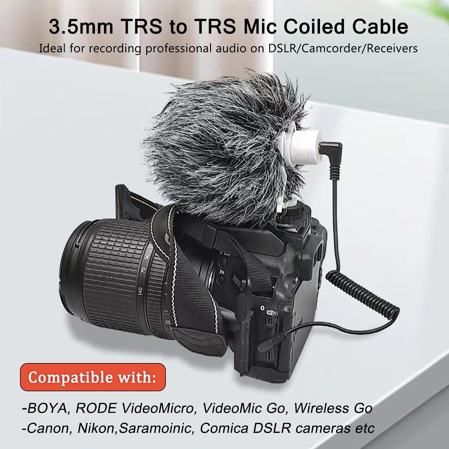 Tiedxioy 3.5Mm Trs Microphone Cable, 3.5Mm To 3.5Mm Audio Coiled Cable, Replacement For Sc2 3.5Mm Trs Mic Patch Cord For Cameras, Microphones, Recorders, Car Speakers, Audio Mixers, And More 1.7Ft