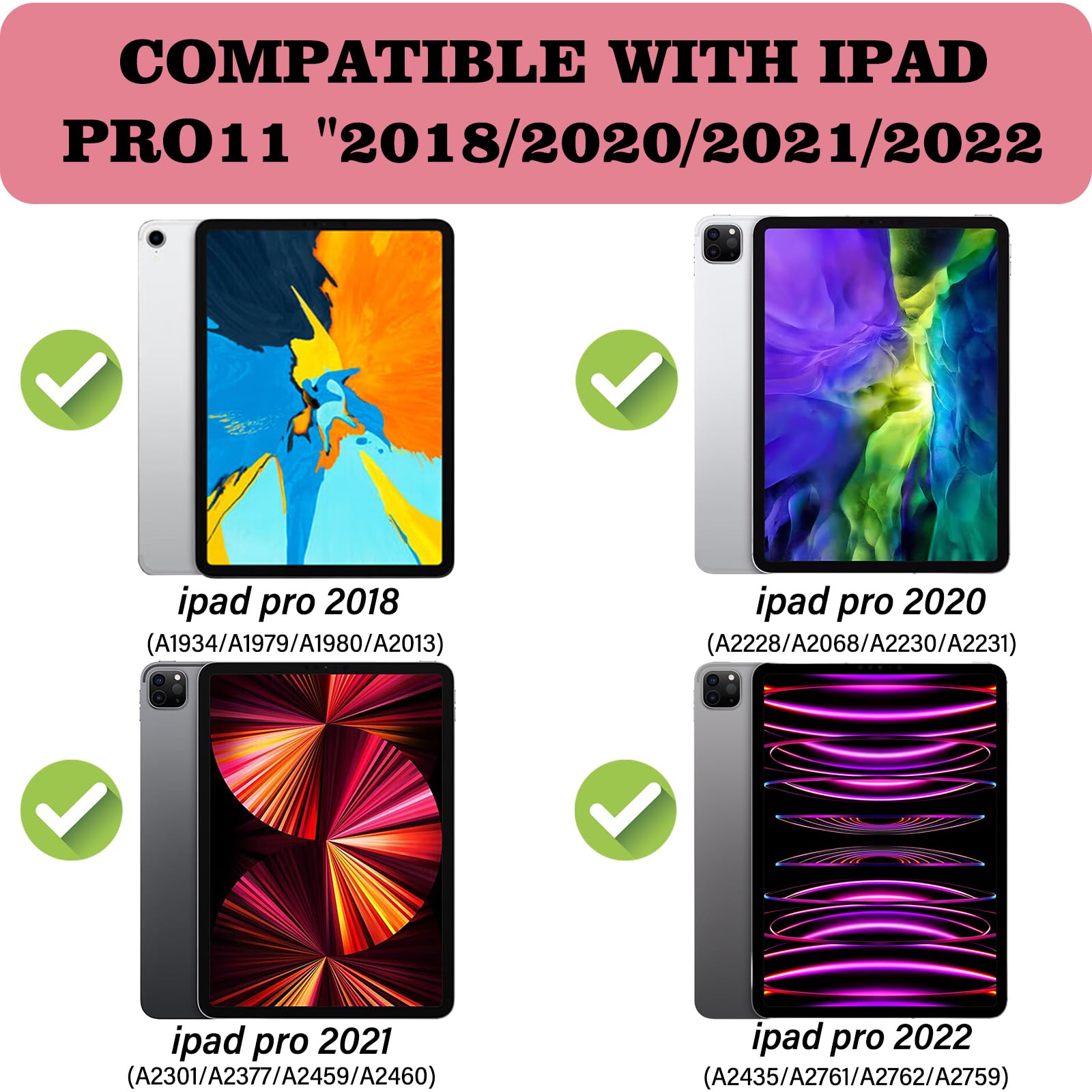 Deokke Compatible With Ipad Pro 11 Inch Case,4Th/3Rd/2Nd/1St Gen(2022/2021/2020/2018) With Pencil Holder Tpu Back Case,Auto Slee