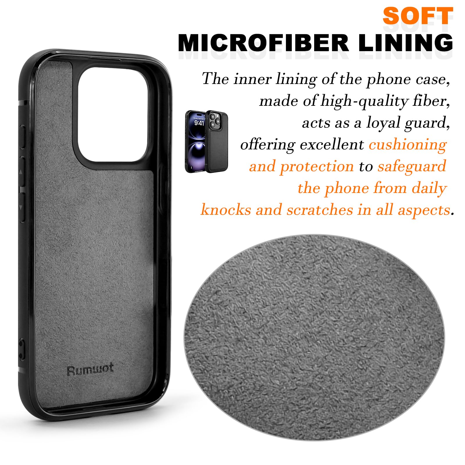 Rumwot For Iphone 16 Pro Case Leather, Genuine Leather Phone Case For Iphone 16 Pro (2024) [6.3   ], Slim Fit Protective Cover C