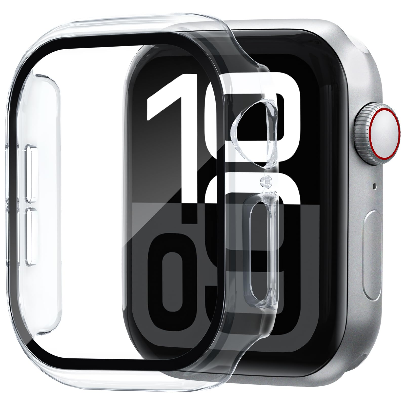 Foamia 2 Pack Case For Apple Watch Screen Protector, Hard Pc Case With Tempered Glass Protective Cover Guard Bumper, Slim Apple