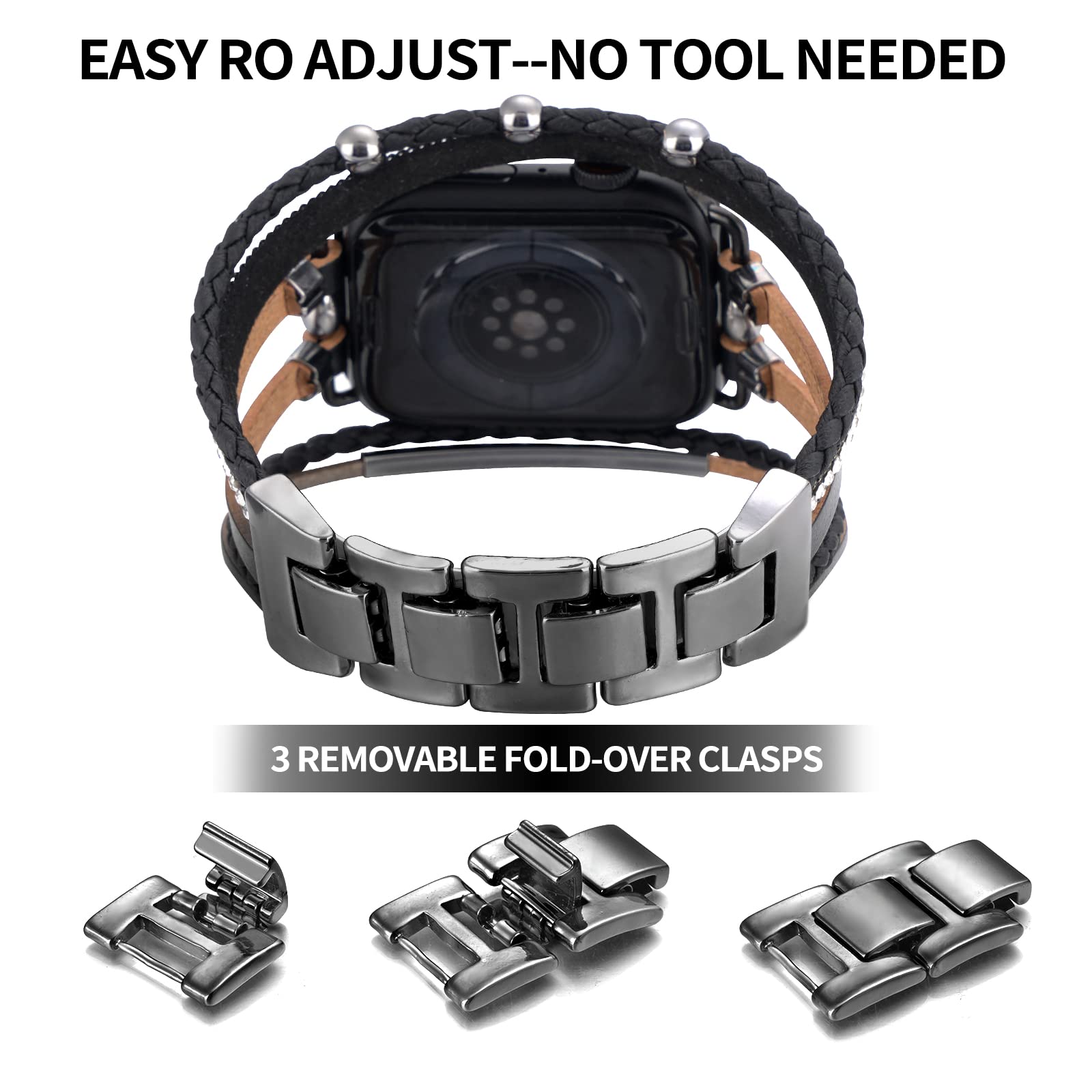 Bovipo Compatible With Apple Watch Band 45Mm 44Mm 42Mm 41Mm 40Mm 38Mm 49Mm,Iwatch Series 9/8/7/Se/6/5/4/3/2/1/Ultra, Leather Bra