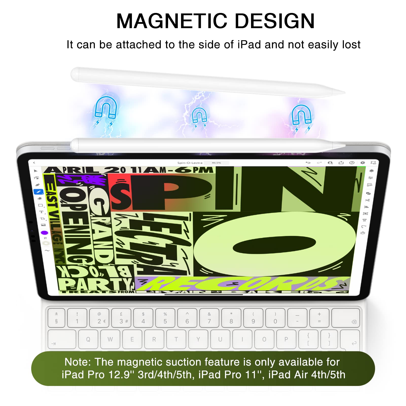 Stylus Pen For Ipad 2018 2023, Fast Charging Pencil (1St Generation) With Tilt Sensitivity & Palm Rejection, Magnetic Pen For Ip