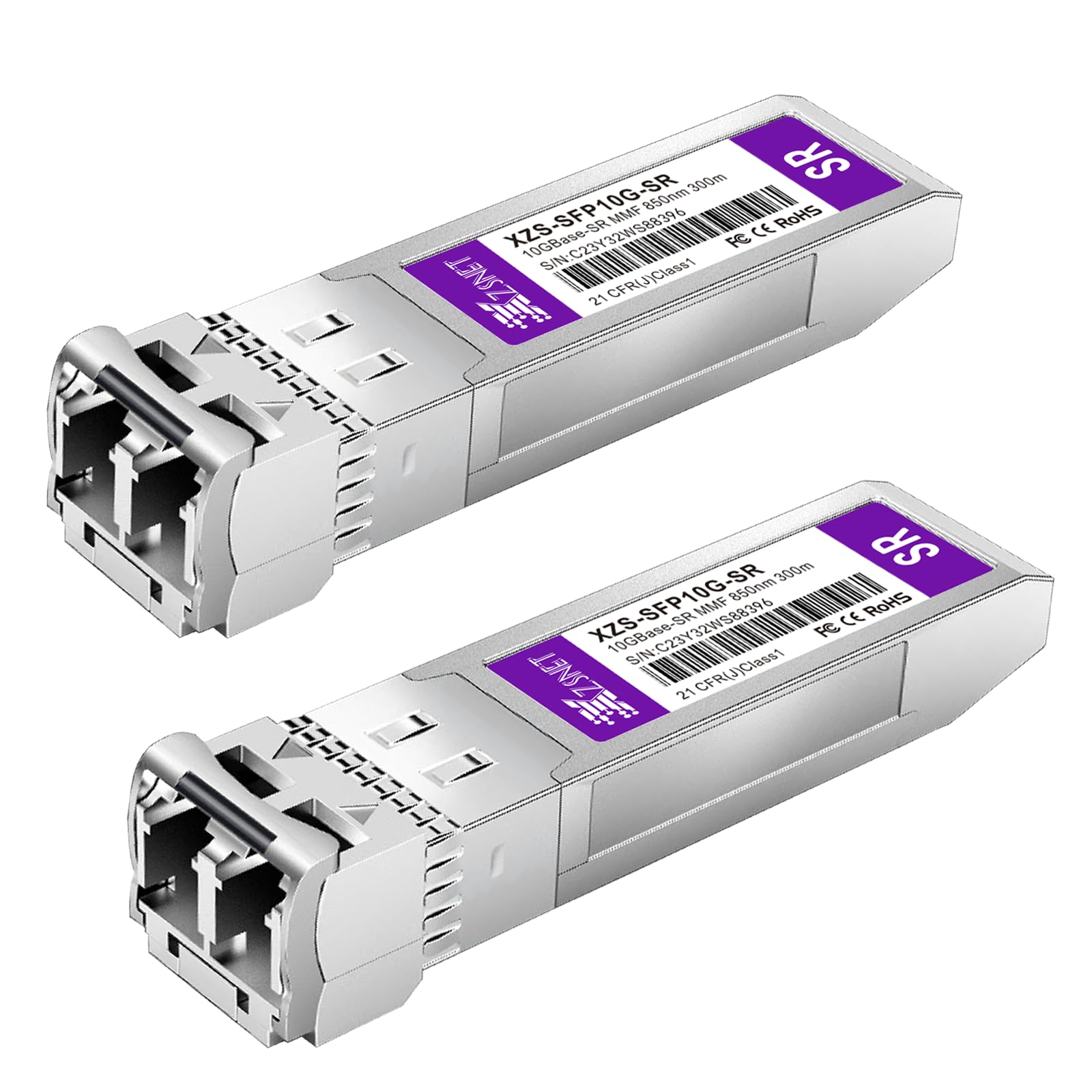 XZSNET 10GBASE-SR SFP+ Transceiver, 10G SFP+ to LC Multimode Fiber Module Compatible with Cisco SFP-10G-SR, Ubiquiti UniFi UF-MM