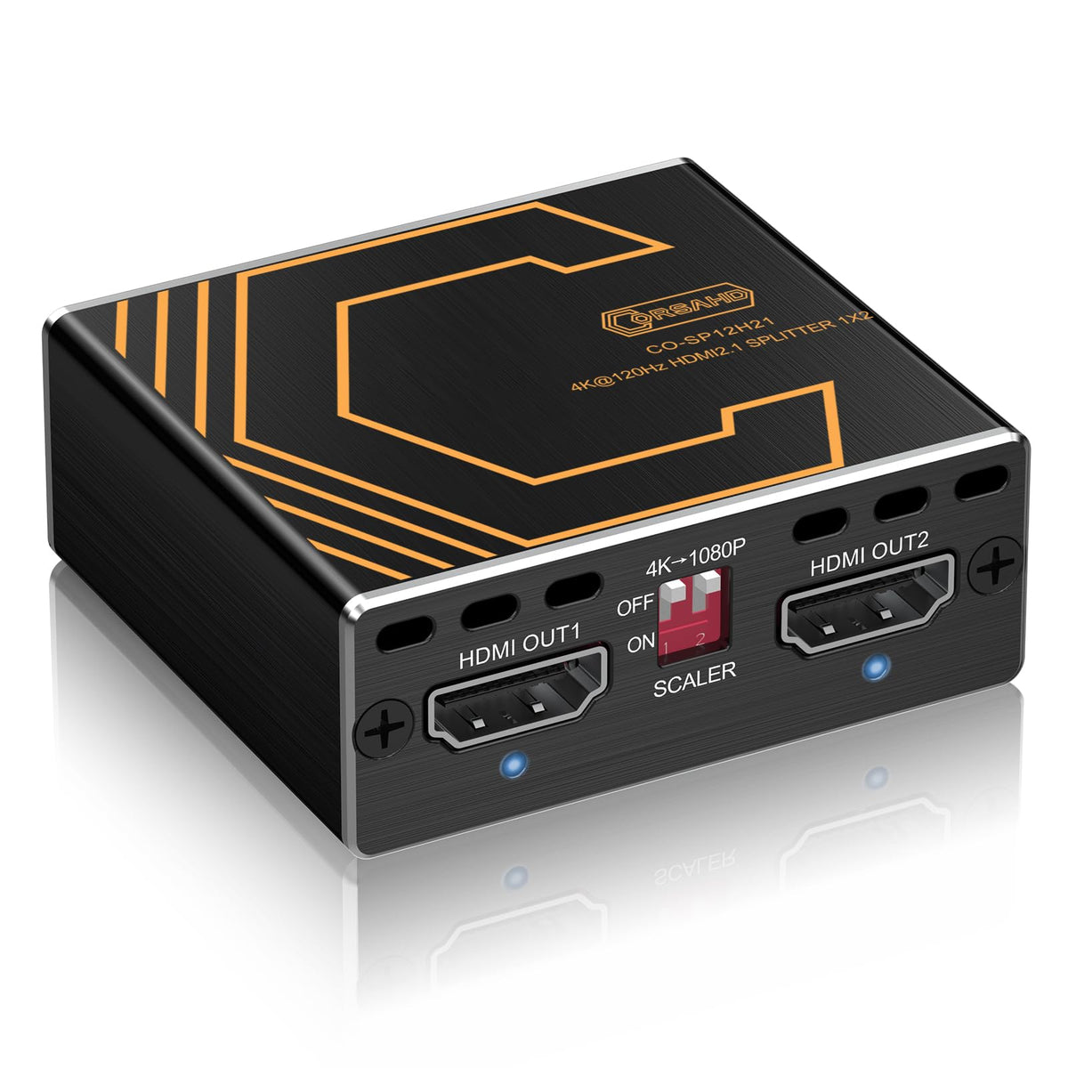 Corsahd 8K@60Hz 4K@120Hz Hdmi 2.1 Splitter 1 In 2 Out,For Soundbar,Capture Card,Graphics Card,48 Gbps,Hdcp 2.3,Supports Vrr,Allm