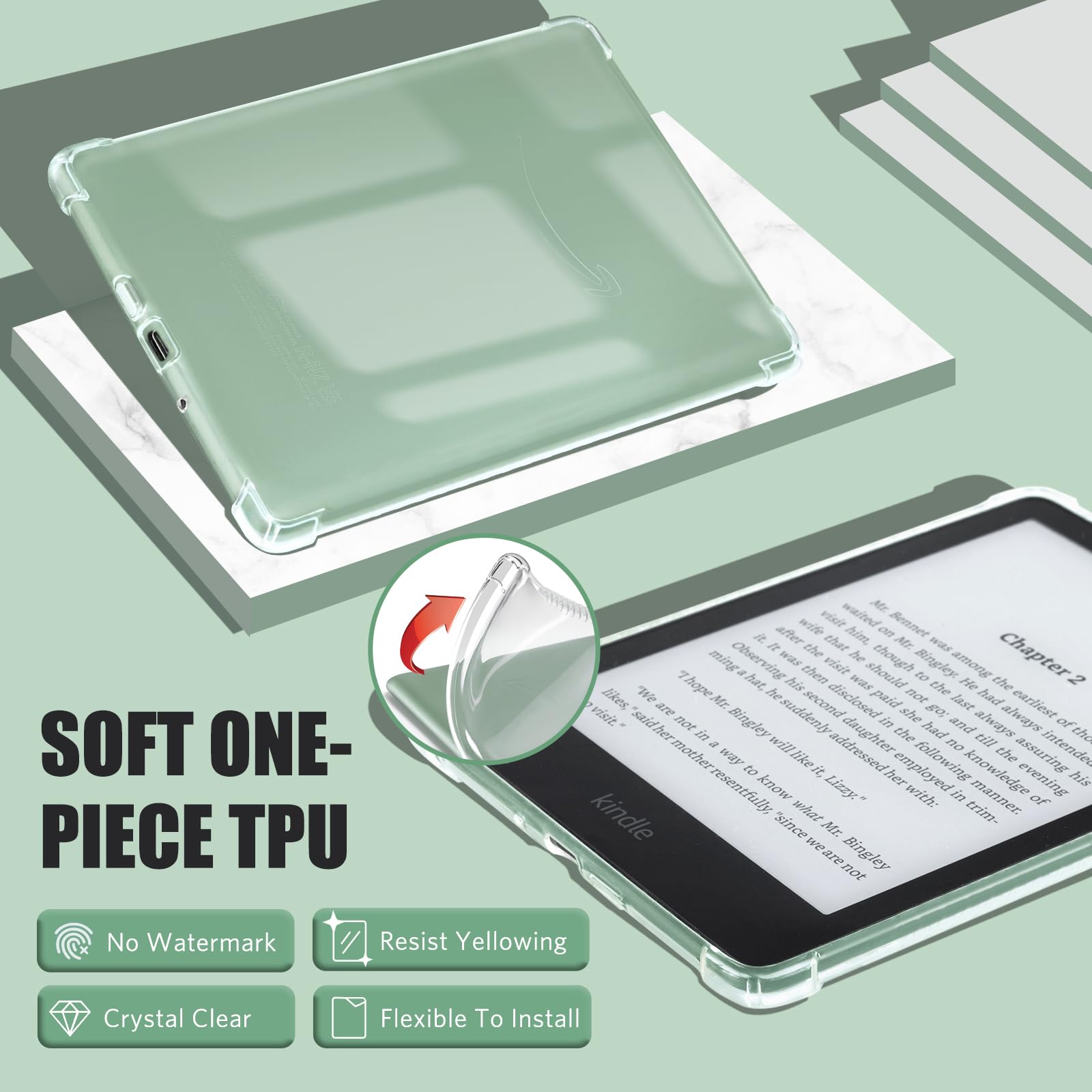 Idlehands Clear Case For All New Kindle Paperwhite 11Th Gen 2021 & Signature Edition(6.8'')   Lightweight, Scratch Proof Silicon