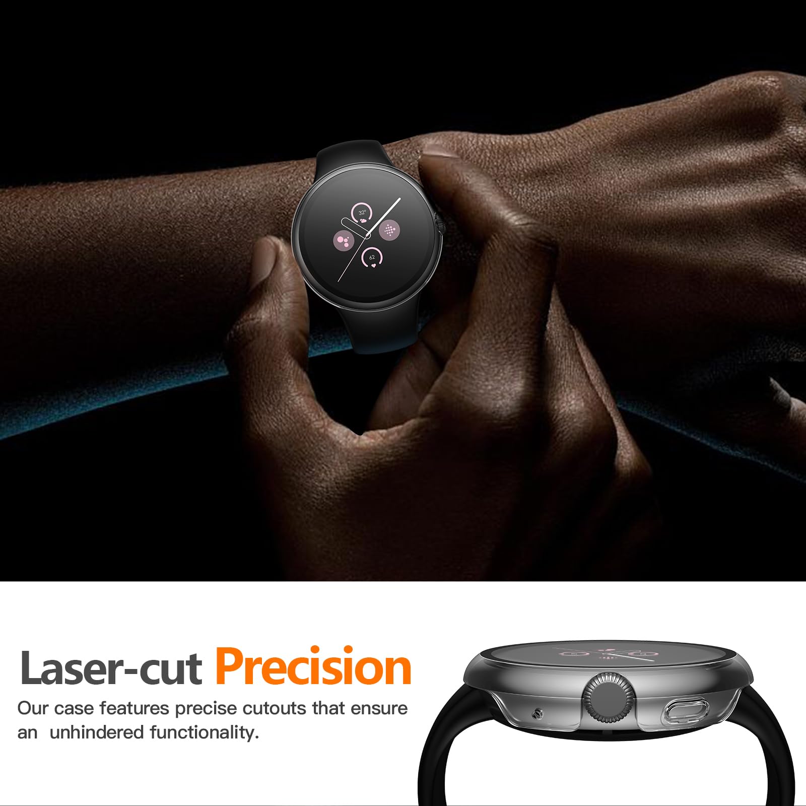 Misxi 2 Pack Hard Pc Case Compatible With Google Pixel Watch 3 (2024) 45Mm, Easy Installation Lightweight Ultra Thin Protective