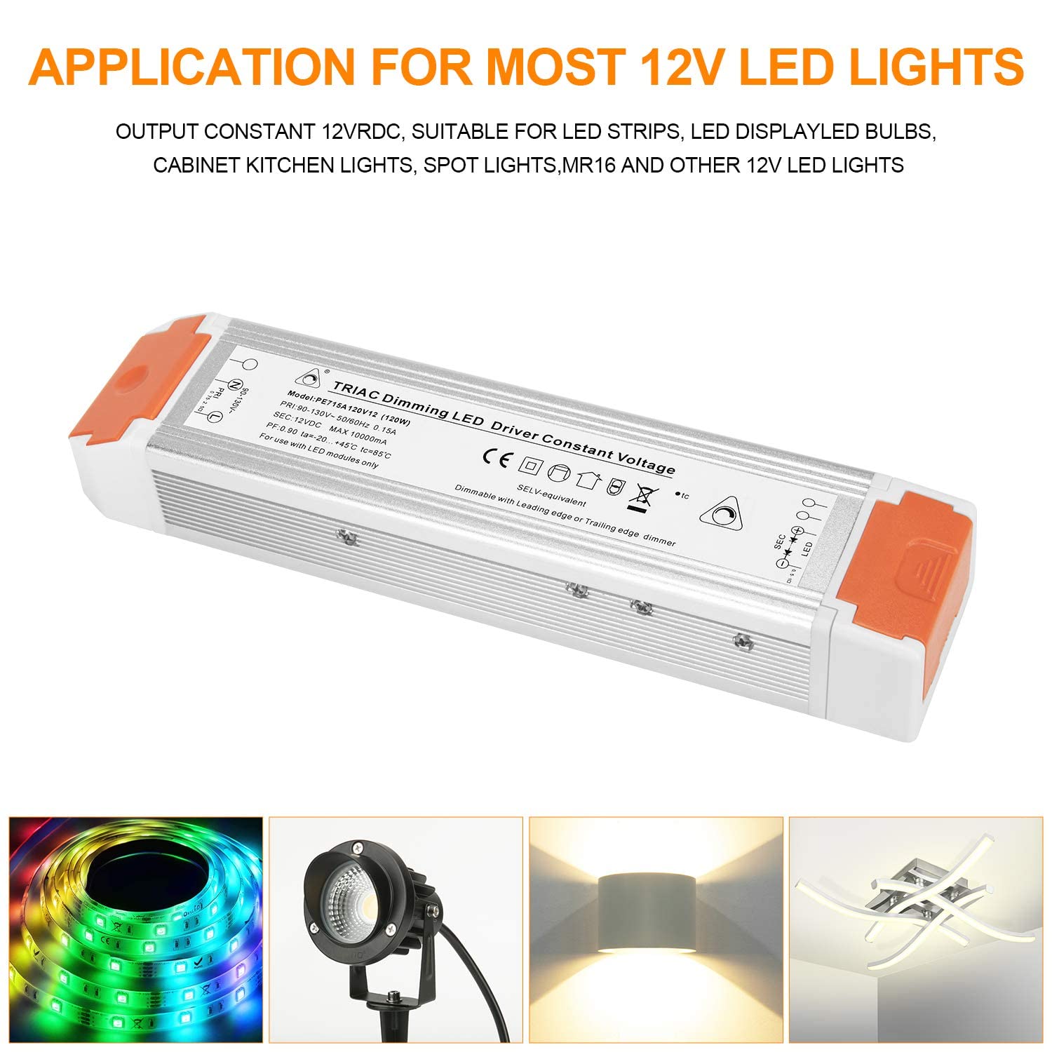 120 Watts 10A Dimmable Led Driver Dimming Power Supply 110V To 12V Dc Led Transformer Dimmable (2 Pack)