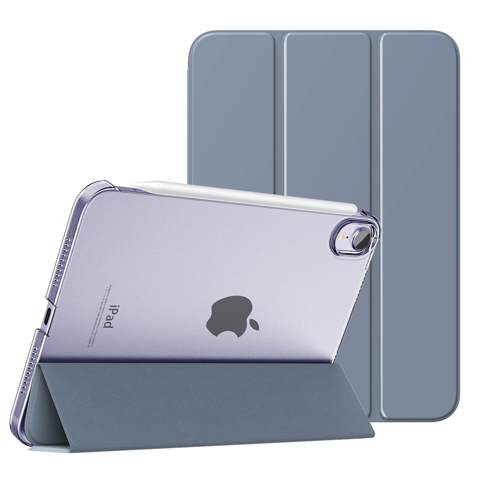 MoKo for iPad Mini 7 (A17 Pro) Case 2024,iPad Mini 6 Case 2021,8.3 inch iPad Mini 7th/6th Generation Case,Slim Lightweight Hard Back Shell Stand Cover for iPad Mini 2024 with Touch ID, Grey Purple