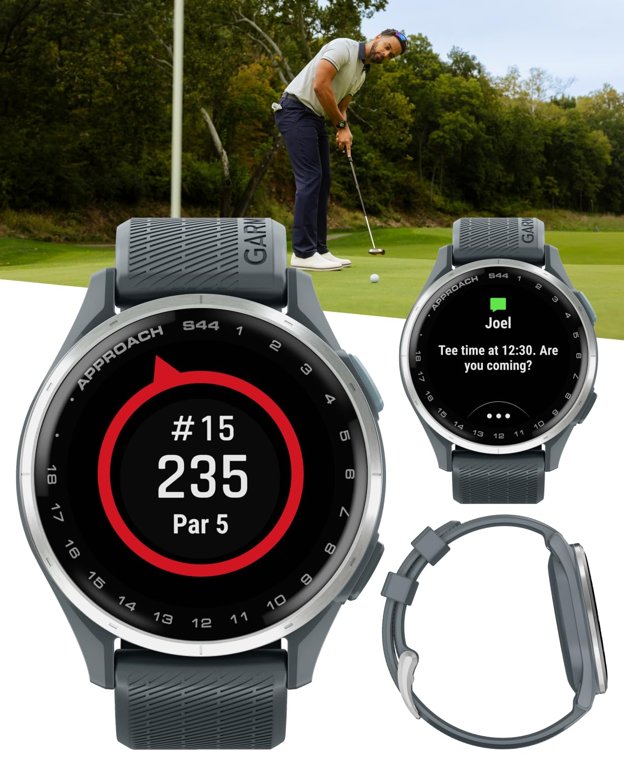 Garmin Approach S44 Golf Gps Smartwatch Silver Aluminum Bezel With Twilight Silicone Band With Wearable4U Power Bank Bundle