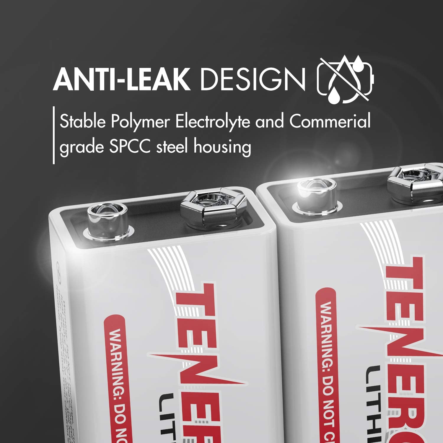 Tenergy 9V Lithium Batteries, 1200Mah Non-Rechargeable Batteries, 10 Years Shelf Life Lithium 9 Volt Batteries, 120 Pack