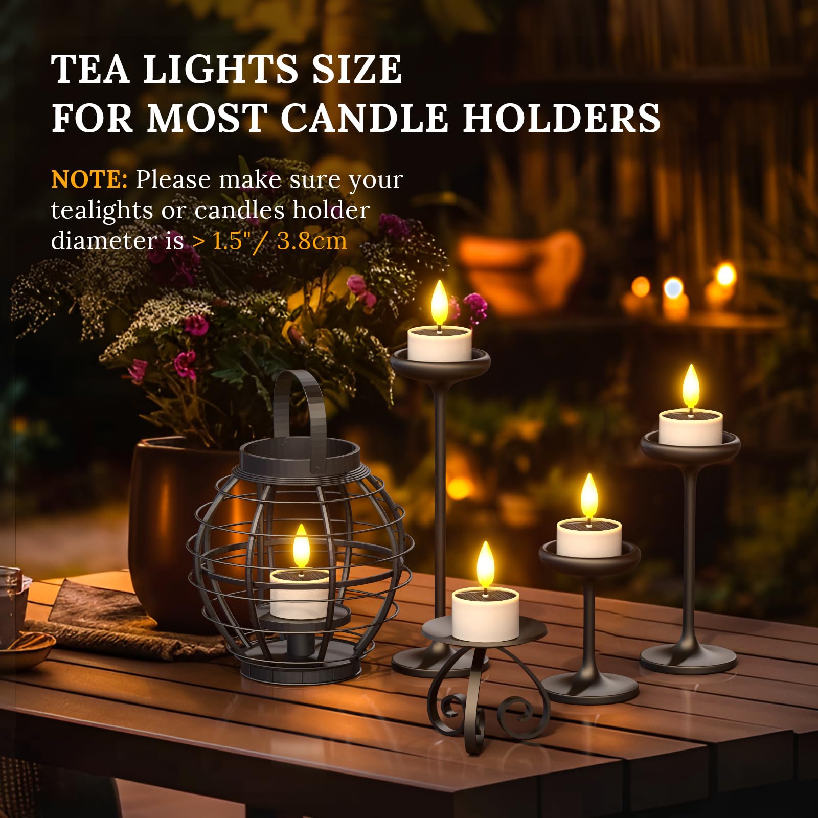 Soulbay Solar Tea Lights Outdoor Waterproof, 12 Pcs 1.5 D X 2.1 Reusable Dusk To Dawn Flickering Small Led Tealight Candles, Fla