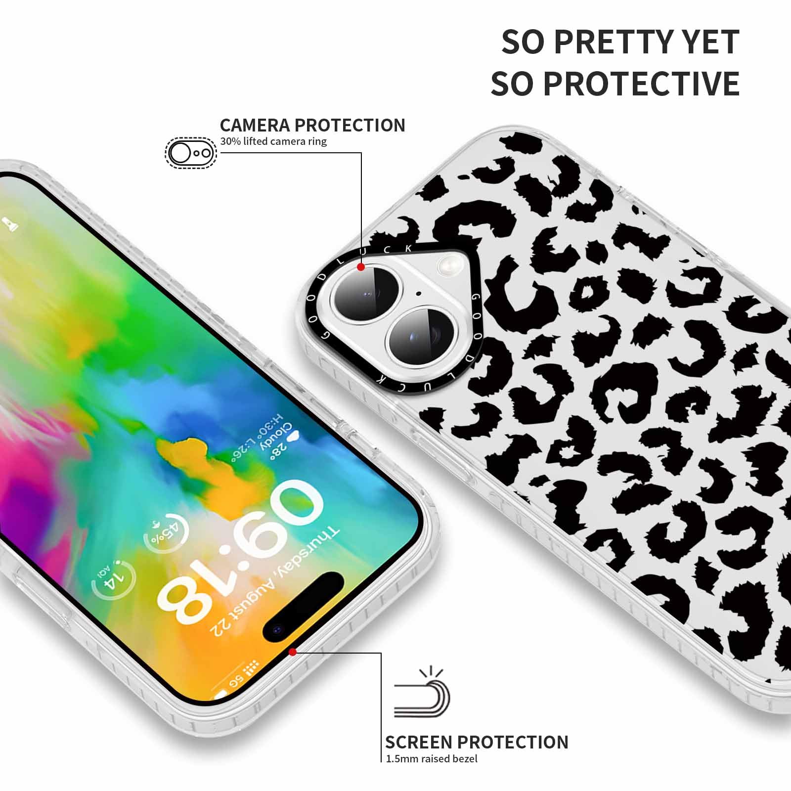 Rumdey 2 Pack Cute Clear Leopard Cases For Iphone 16 6.1'' Phone Case, Cheetah Print Design Cases Soft Silicone Slim Tpu Shockpr