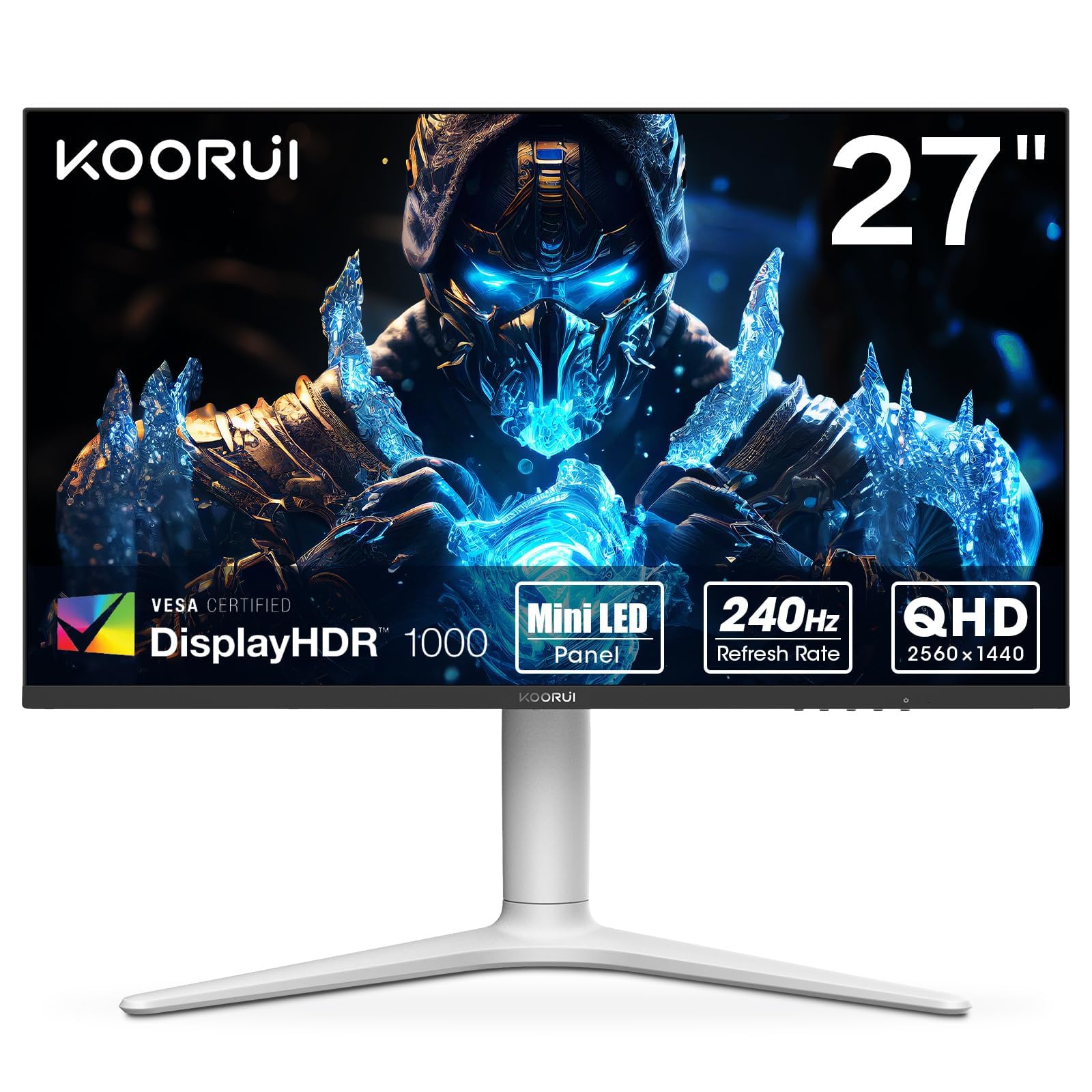 Koorui 27    240Hz Gaming Monitor, Mini Led   Qhd (2560 X 1440), 1Ms, Hdr 1000, 100% Srgb, Height Adjustable, Hdmi/Displayport,