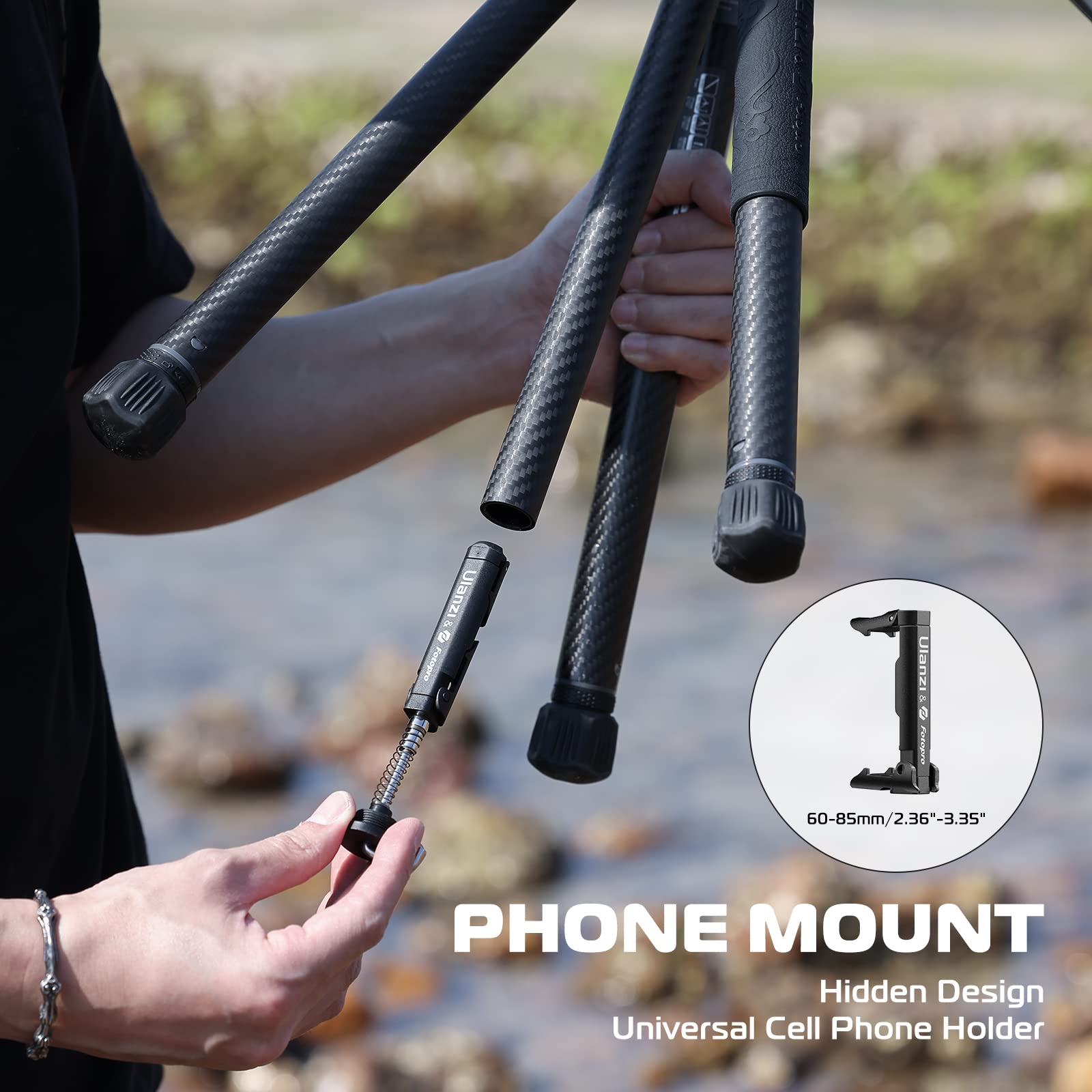 Ulanzi F38 Video Travel Tripod, 61.4 Lightweight Carbon Fiber Camera Tripod With Quick Release 1/4 Screw & Video Head, For Most