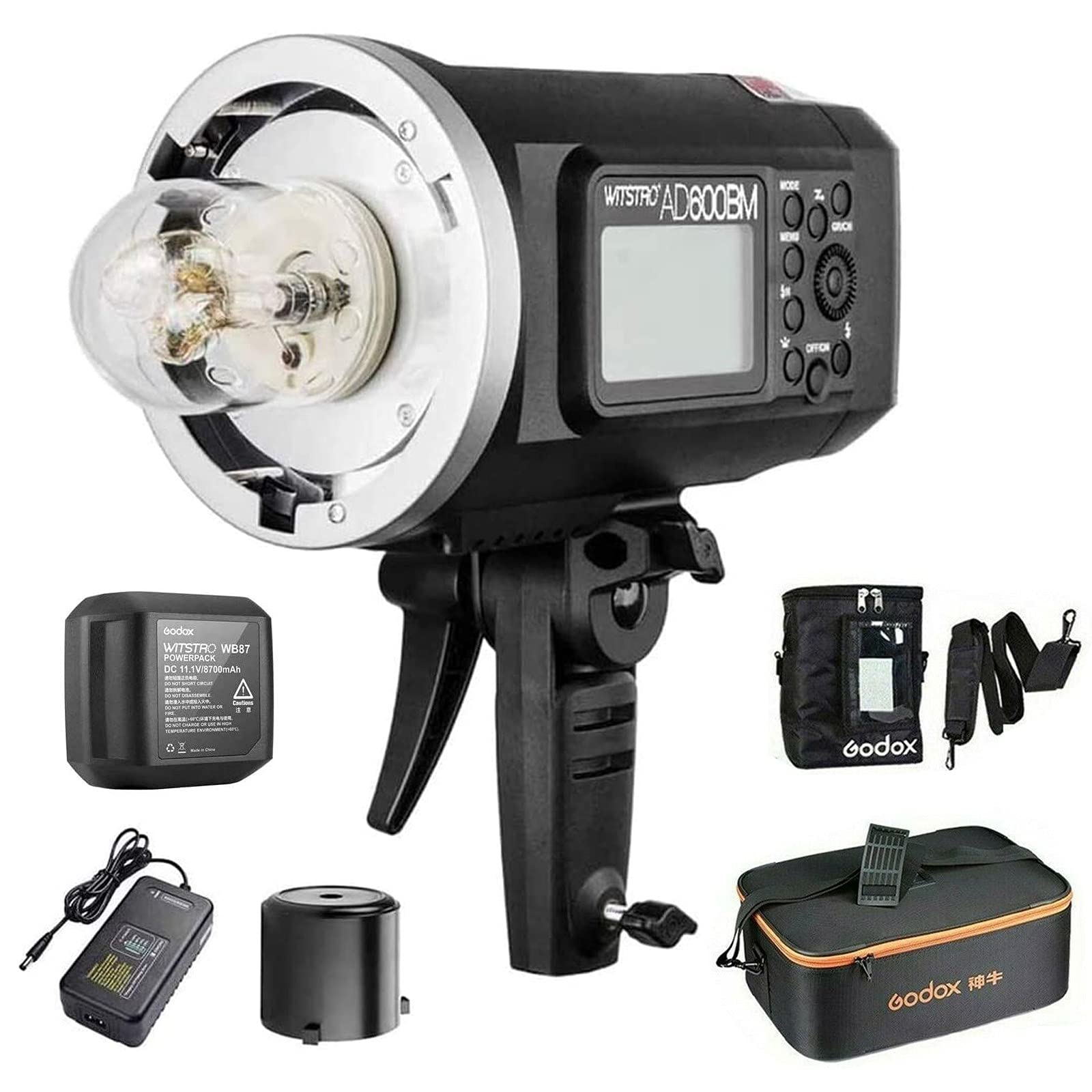 Godox Ad600Bm Bowens Mount 600Ws Gn87 Hss Outdoor Flash Strobe Light With 2.4G Wireless X System, 8700Mah Battery, W/Godox Cb 09