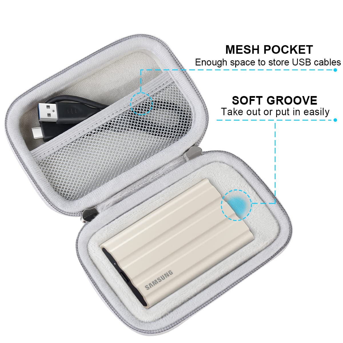 Lacdo Hard Carrying Case For Samsung T7 Shield / T7 / T7 Touch Portable Solid State Drives 500Gb 1Tb 2Tb 4Tb Usb 3.2 External Ss