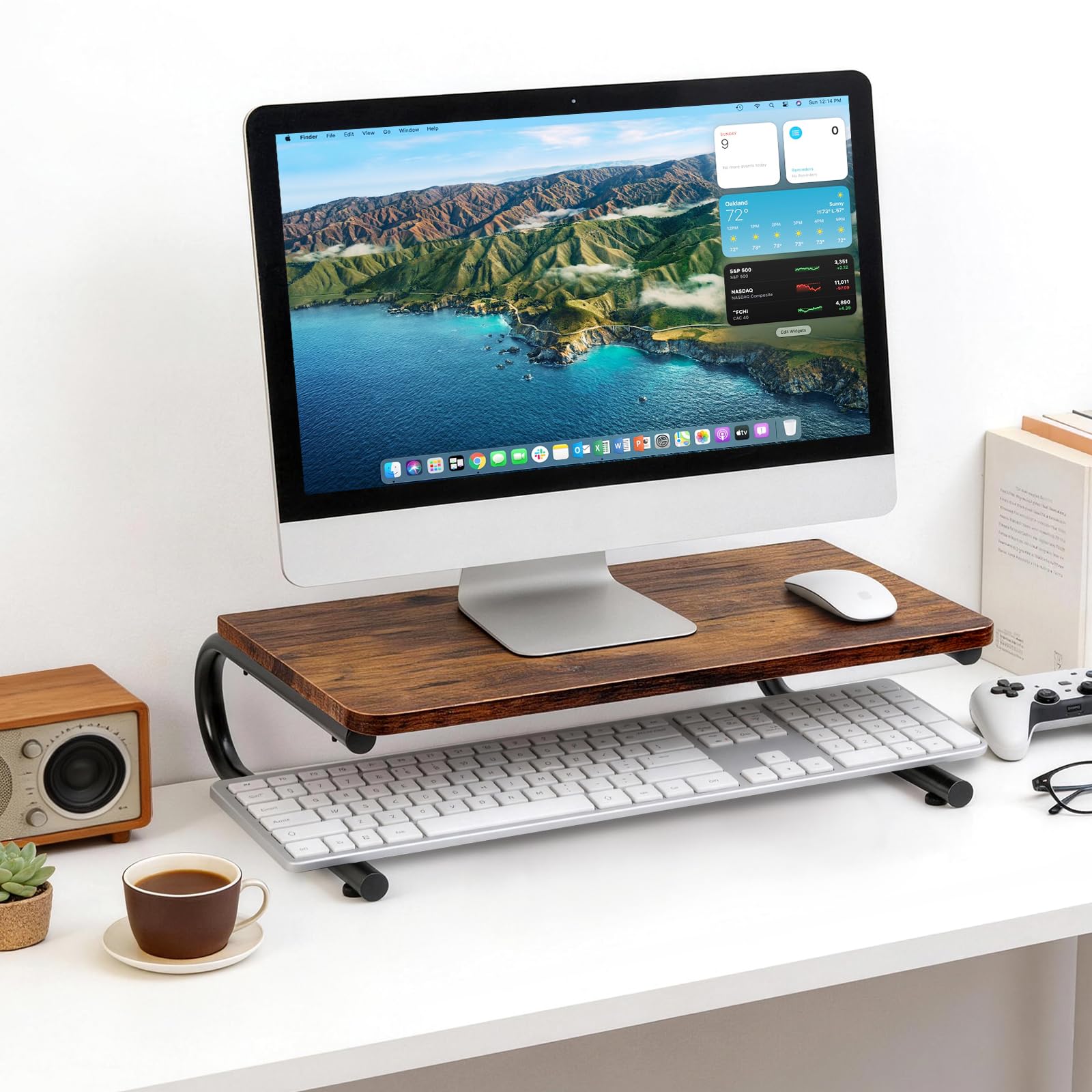 ARCOBIS Monitor Riser for Desk, Wood & Metal Computer Monitor Stand, Laptop, PC, Printer Stand Riser, Rustic Brown