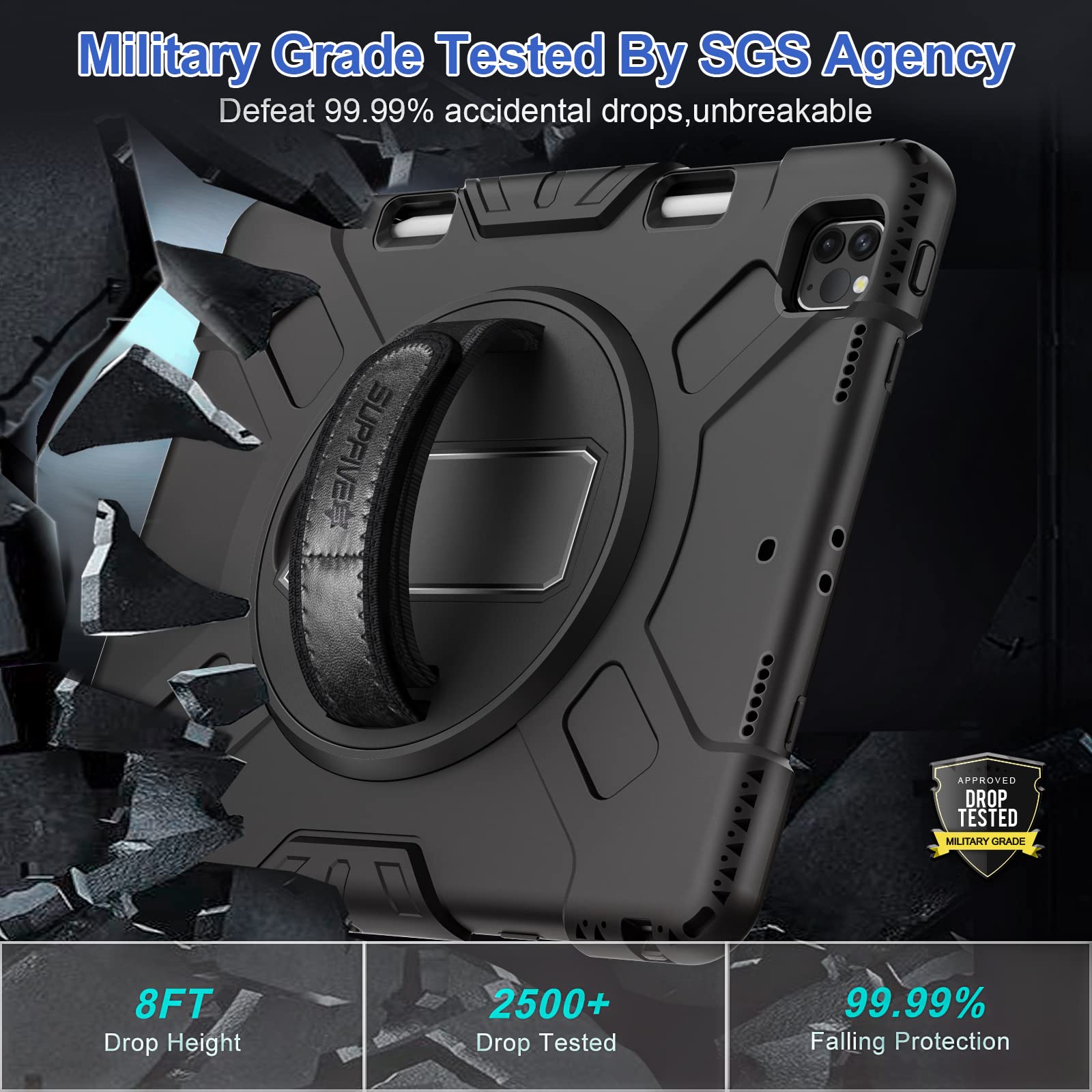 Supfives Case For Ipad Pro 12.9 2022 6Th Generation: Upgraded Military Grade Shockproof Protective Silicone Cover For Ipad 12.9