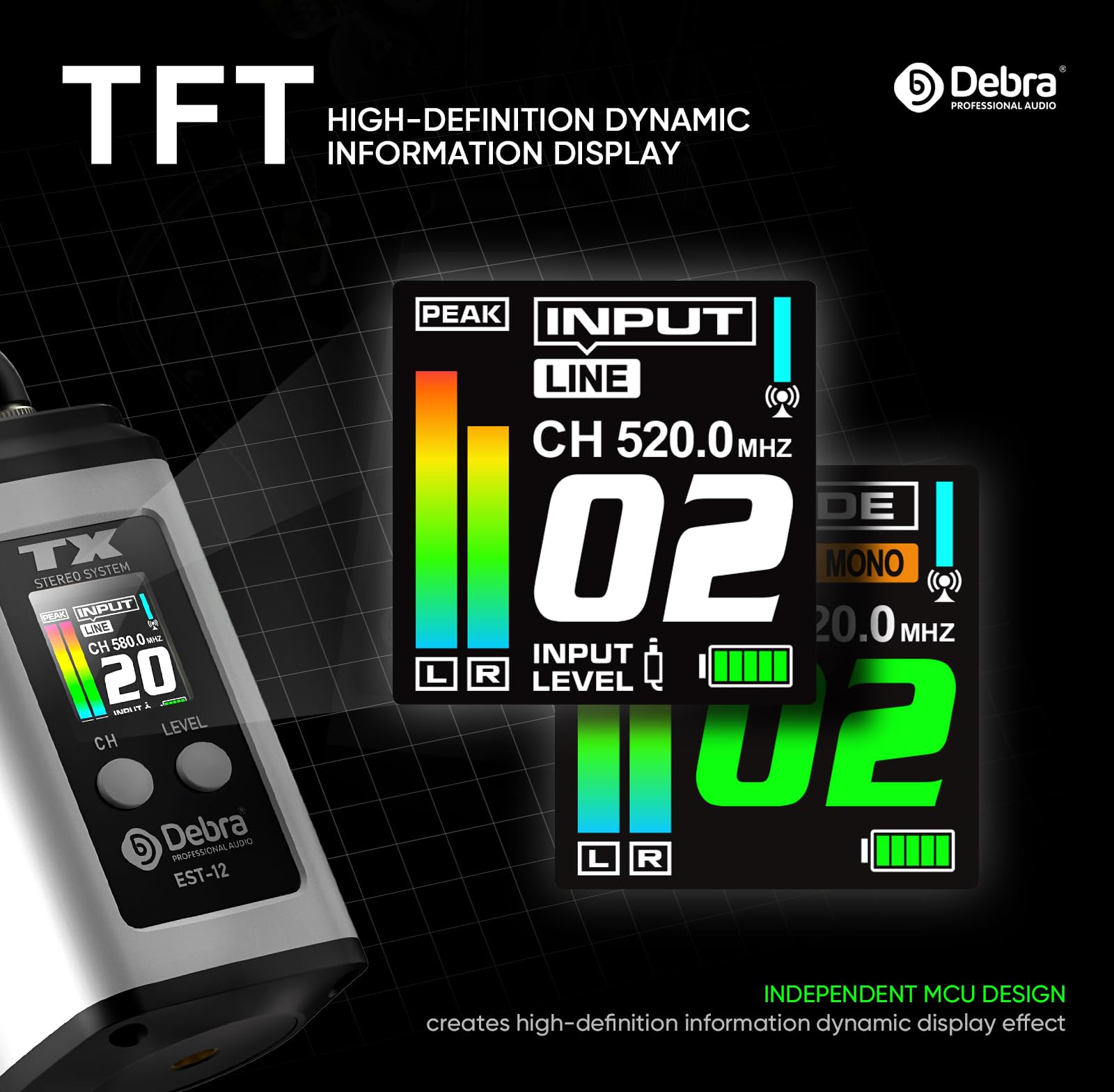 Debra Est-12 Pro Uhf Stereo Wireless In Ear Monitor, Wireless Iem, Portable Rechargeable Monitoring System 20 Adjustable Channel