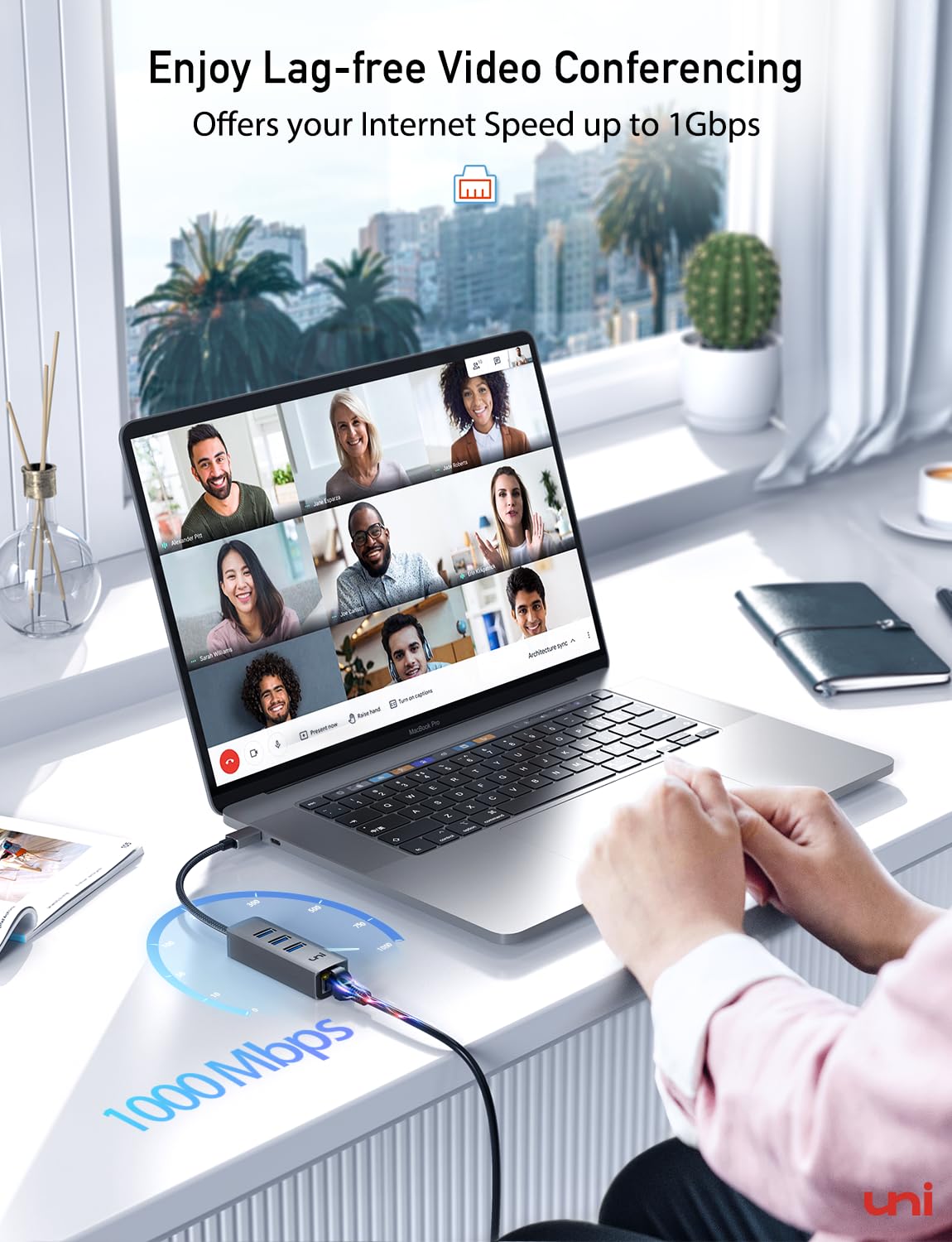 Uni Usb C To Ethernet Adapter, Usb C Hub With Rj45 1000 Gigabit Ethernet, [Thunderbolt 4/3 Compatible] Usb C To Network Adapter