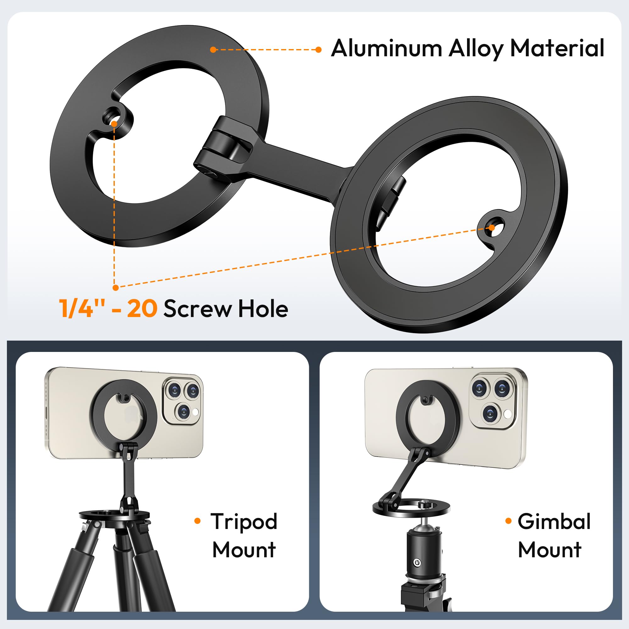 Magnetic Golf Cart Phone Holder For Iphone 16,Dual Ring Aluminium Phone Stand,Magnetic Phone Holder Portable Mount For Iphone 15