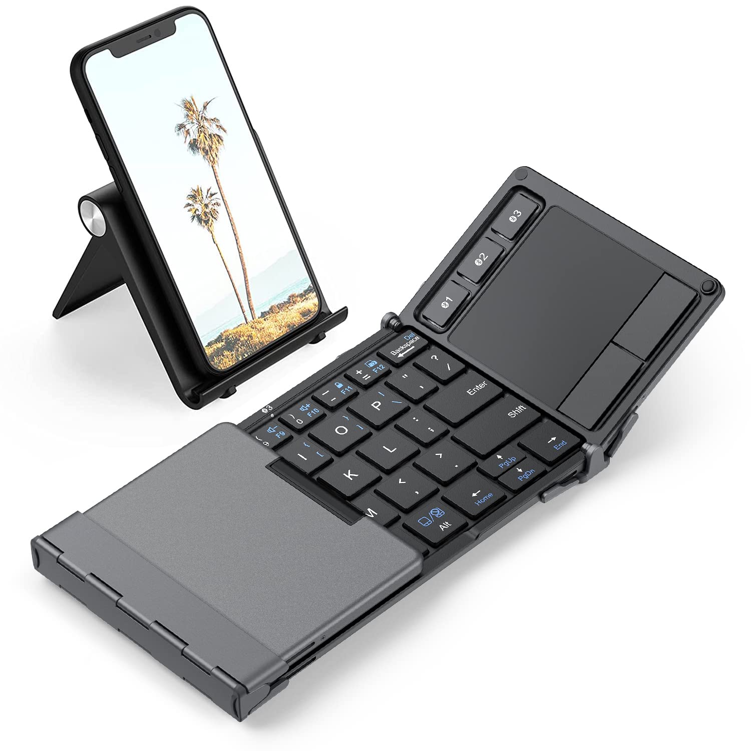 Iclever Foldable Keyboard, Bk08 Bluetooth Keyboard With Sensitive Touchpad, Multi Devices, Pocket Sized Tri Folding Portable Key