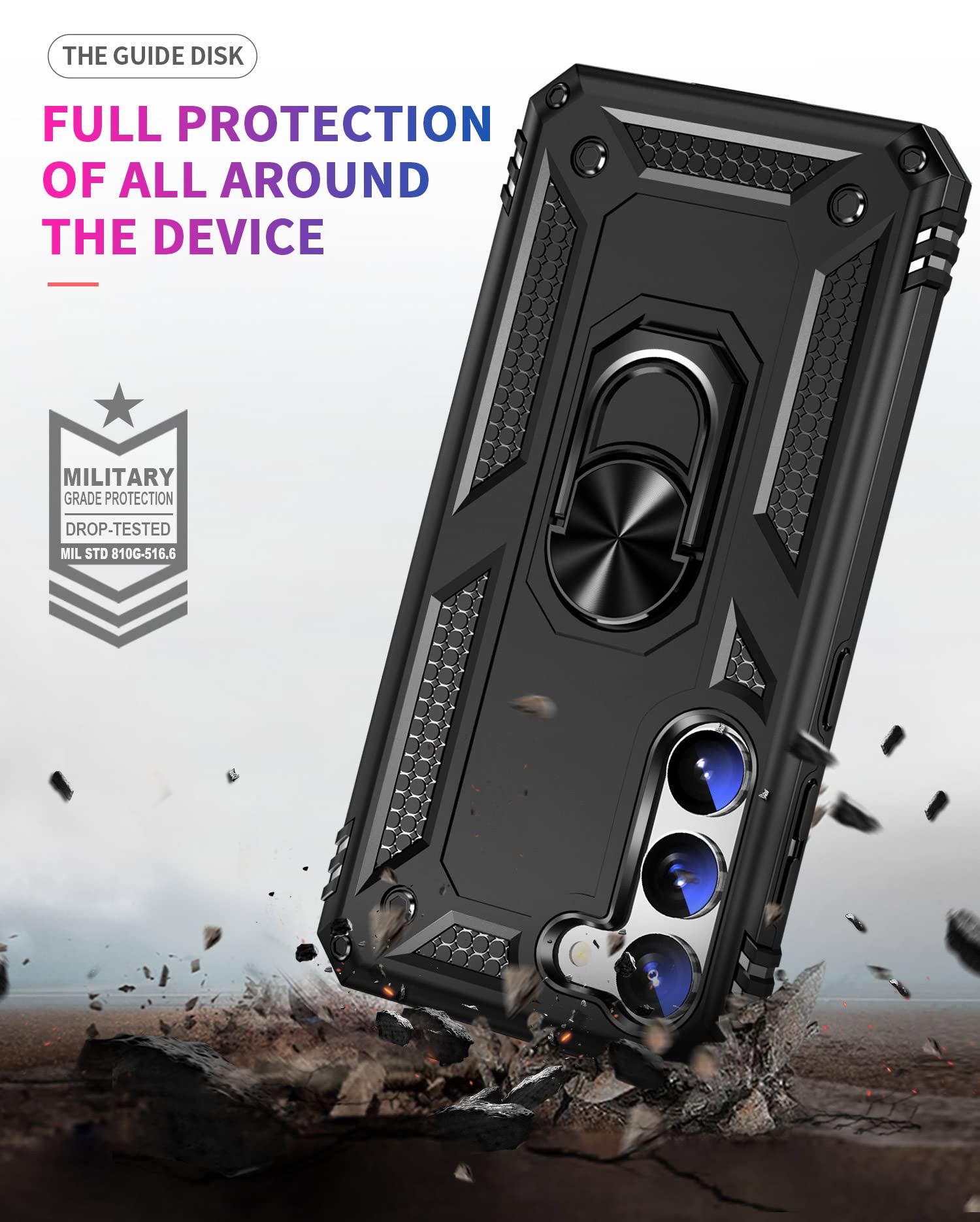 Addit Case For S23 Phone Case Samsung Galaxy S23 Case, Military Grade, Heavy Duty, With Ring Holder Stand, Support Magnet Car Mo