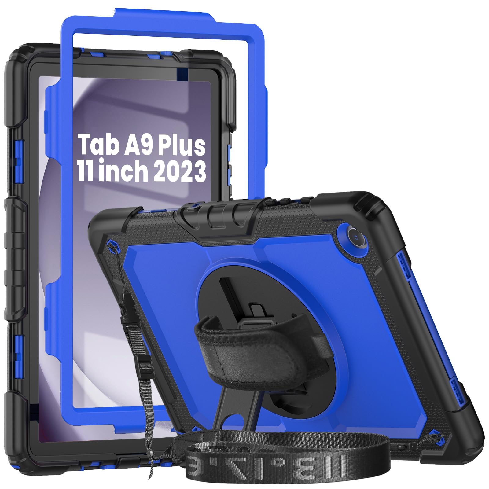 Herize Galaxy Tab A9+ Case Sm X210/X215/X216 With Screen Protector | Heavy Duty Shockproof Cover W/Penci Holder 360 Rotating Sta