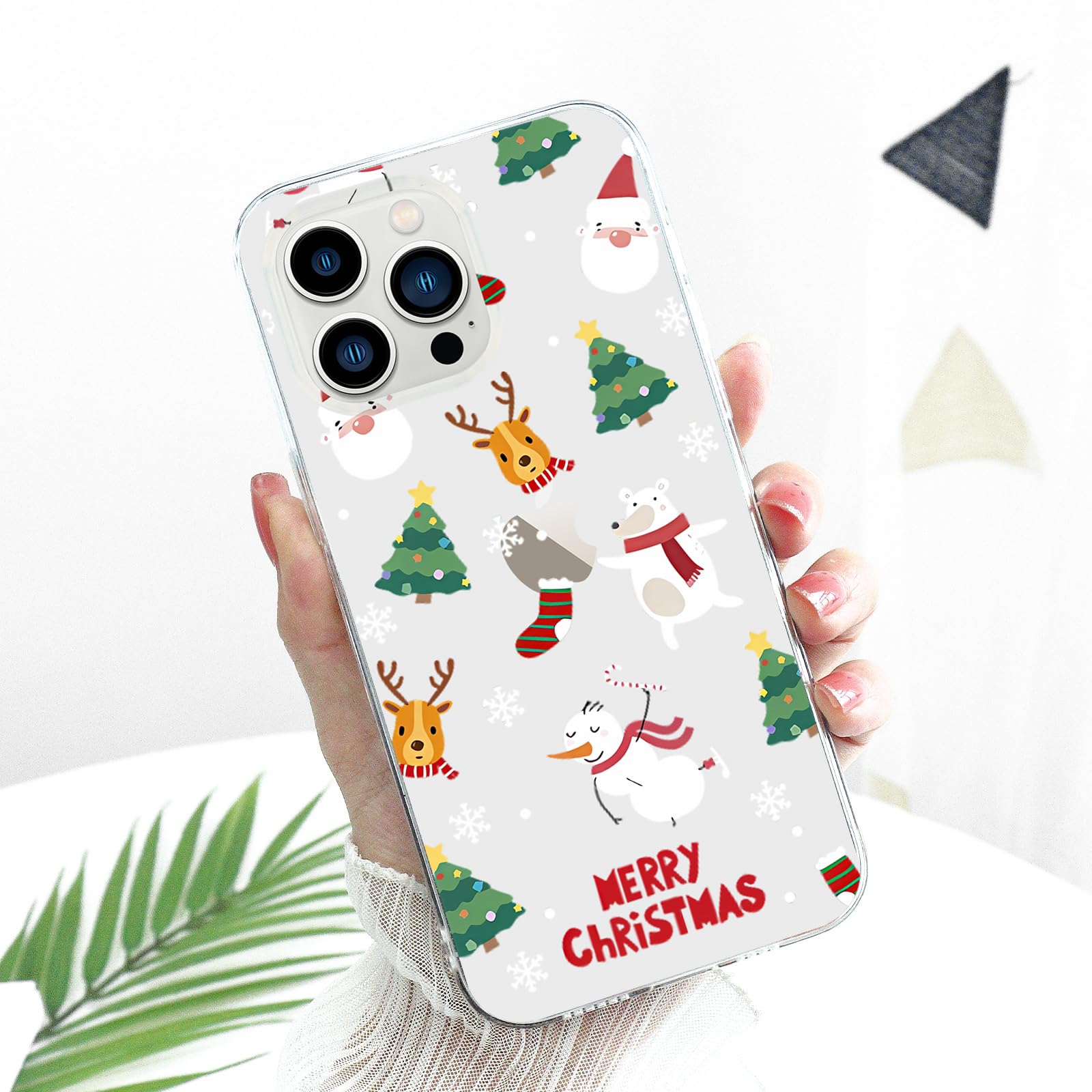 Pepmune Compatible With Iphone 13 Pro Case Cute Christmas Design Camera Protection Shockproof Soft Tpu Clear Xmas Back Bumper Co