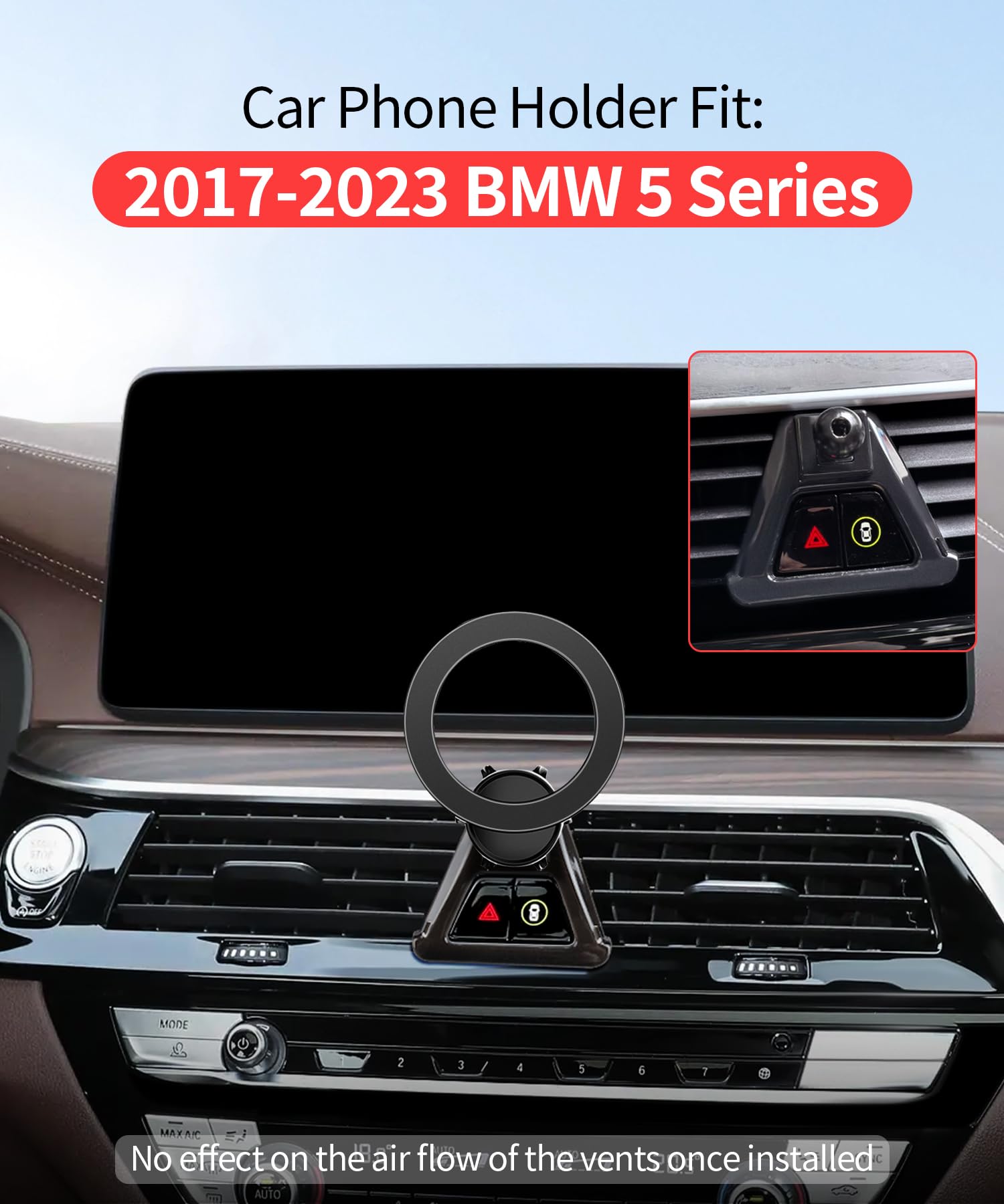 Maserweller Car Phone Holder For Bmw 5 Series 2017-2023 Accessories, 360 Rotation Phone Mount Compatible With Magsafe, Cell Phon