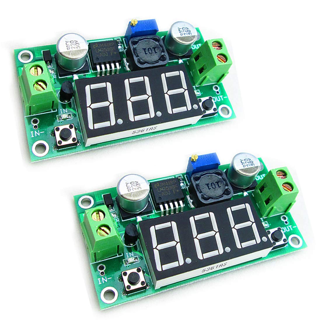 Hiletgo 2Pcs Lm2596 Adjustable Dc Dc Step Down Buck Power Convert Module 4.0 40V Input To 1.25 37V Output With Led Voltmeter Dis