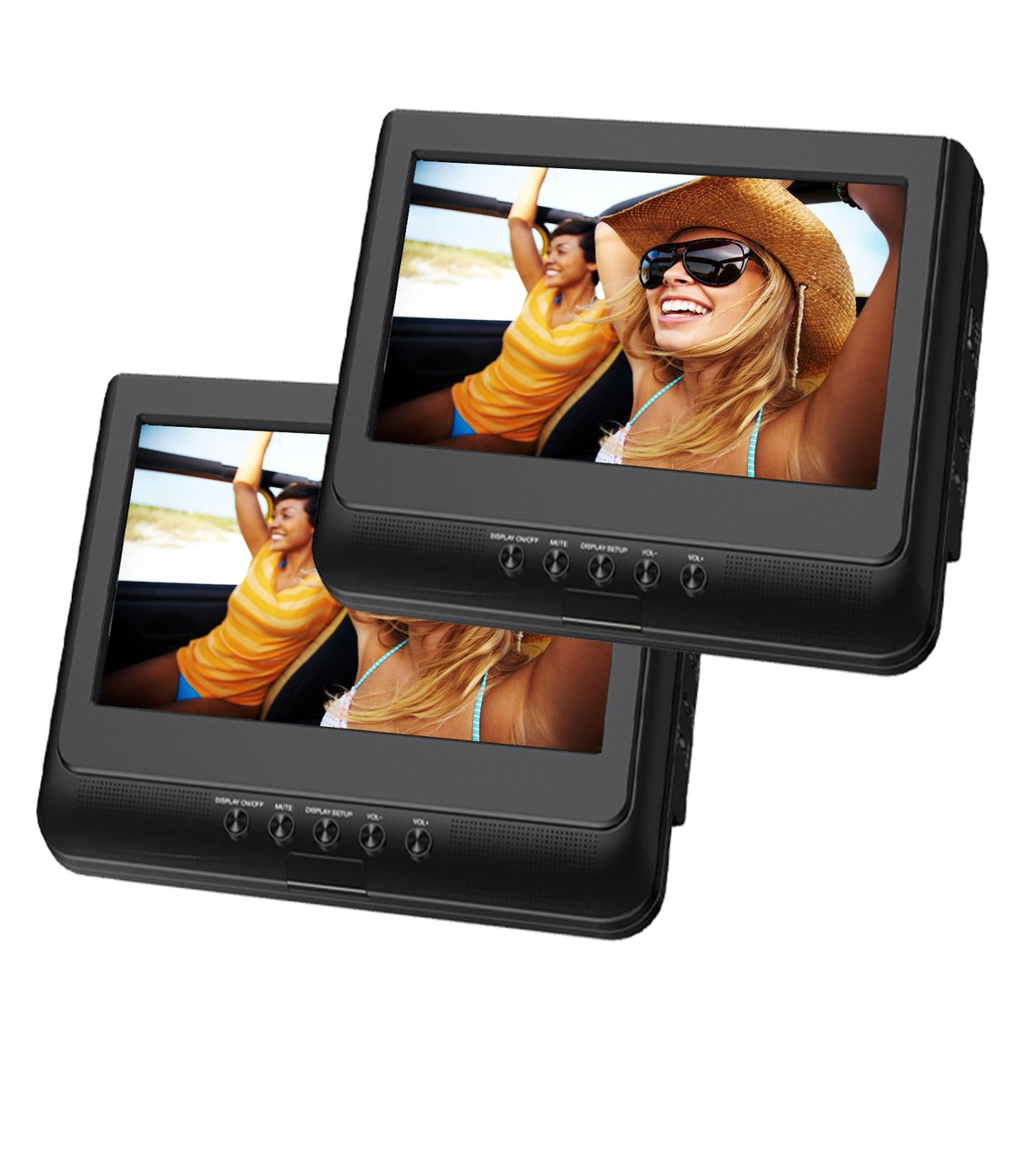 Sylvania 10 Inch Dual Screen Portable Dvd Player With Usb Card Slot, Remote Control And Car Seat Mount