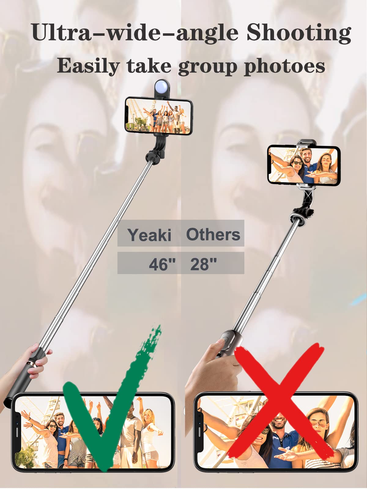 Selfie Stick Tripod With Wireless Remote, 46'' Cellphone Selfie Stick Tripod With Led Fill Light, For Iphone 16/15/14/14 Pro/13/