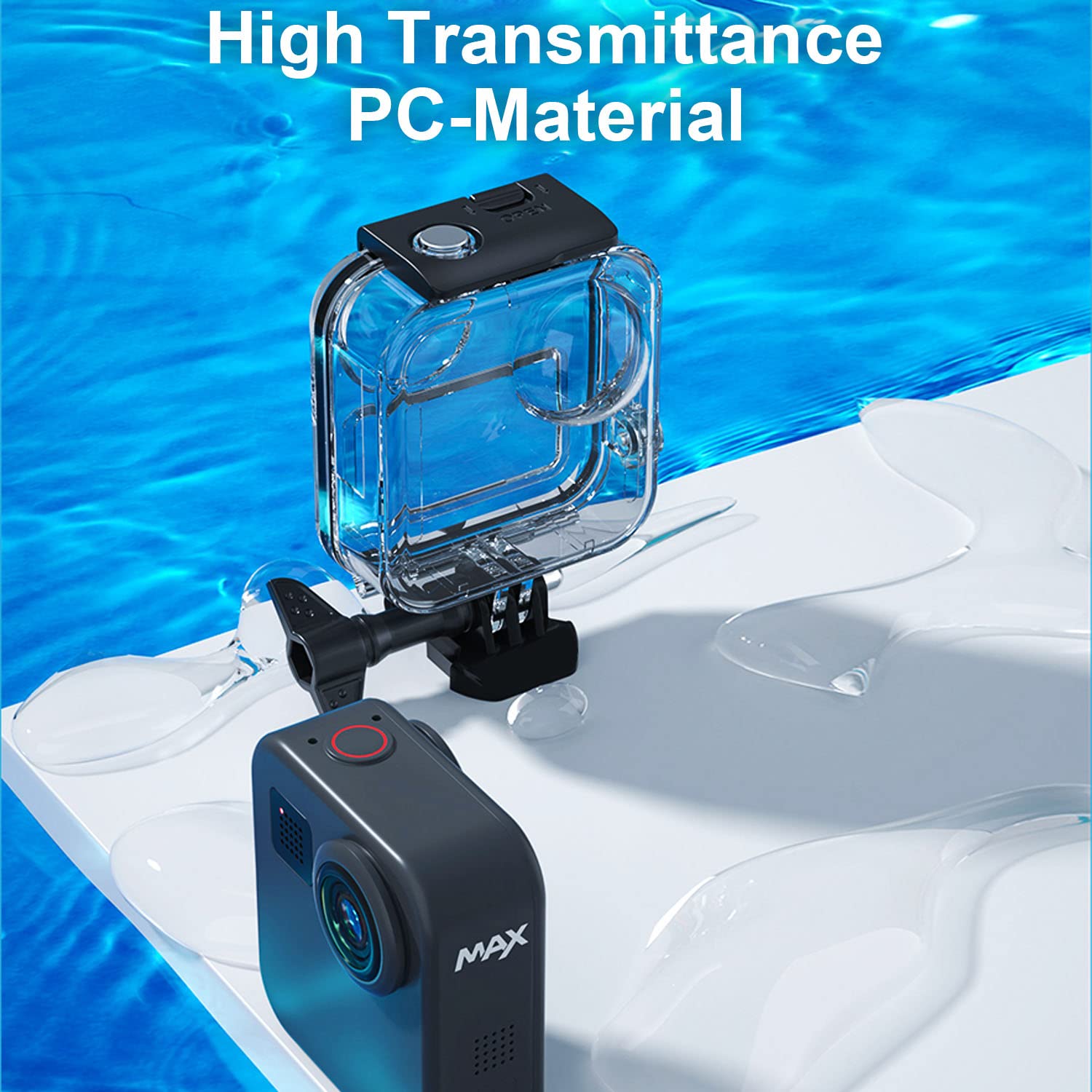 Fitstill Waterproof Case For Go Pro Max Action Camera, Underwater Diving Protective Shell 45M With Touchscreen Bracket Accessori
