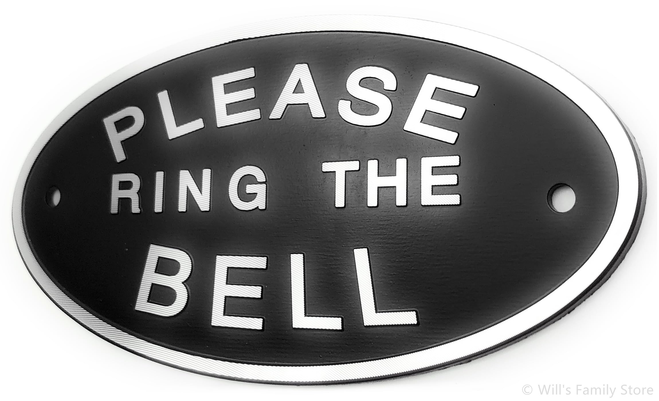 Please Ring The Bell Aluminium Doorbell Sign With Screws Black And Silver 5.5X2.7 Inch