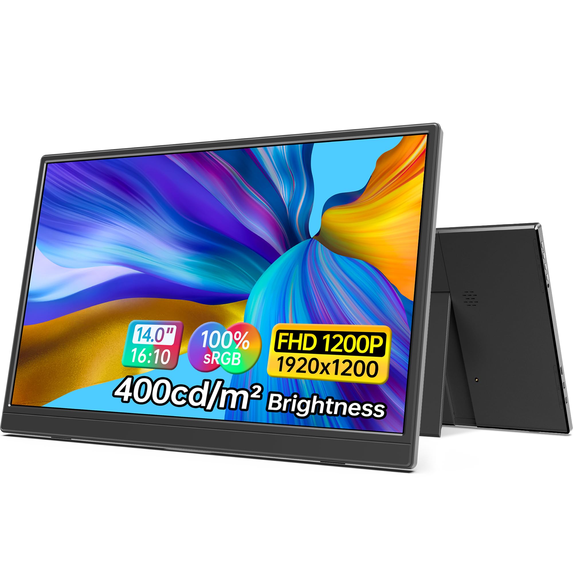 ForHelp Triple Portable Monitor, FHD 1200P IPS Laptop Monitor Extender Full Function Type-C/HDMI Ports, Foldable Dual Screen Ext