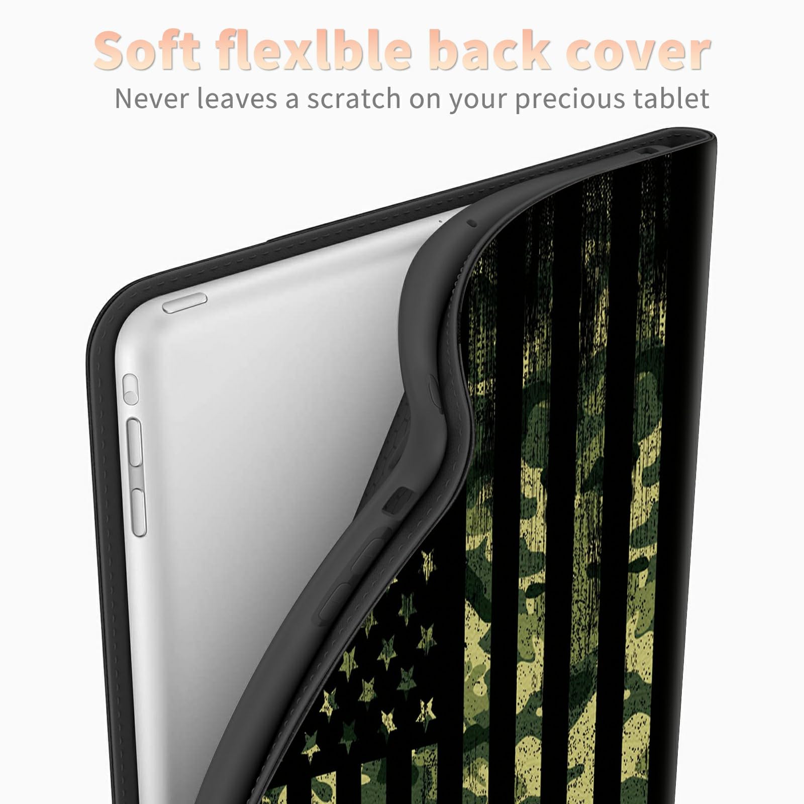 Military Camouflage American Flag Case For All New Kindle Fire Hd 10 & 10 Plus Tablet (11Th Generation, 2021 Release), Pu Leathe