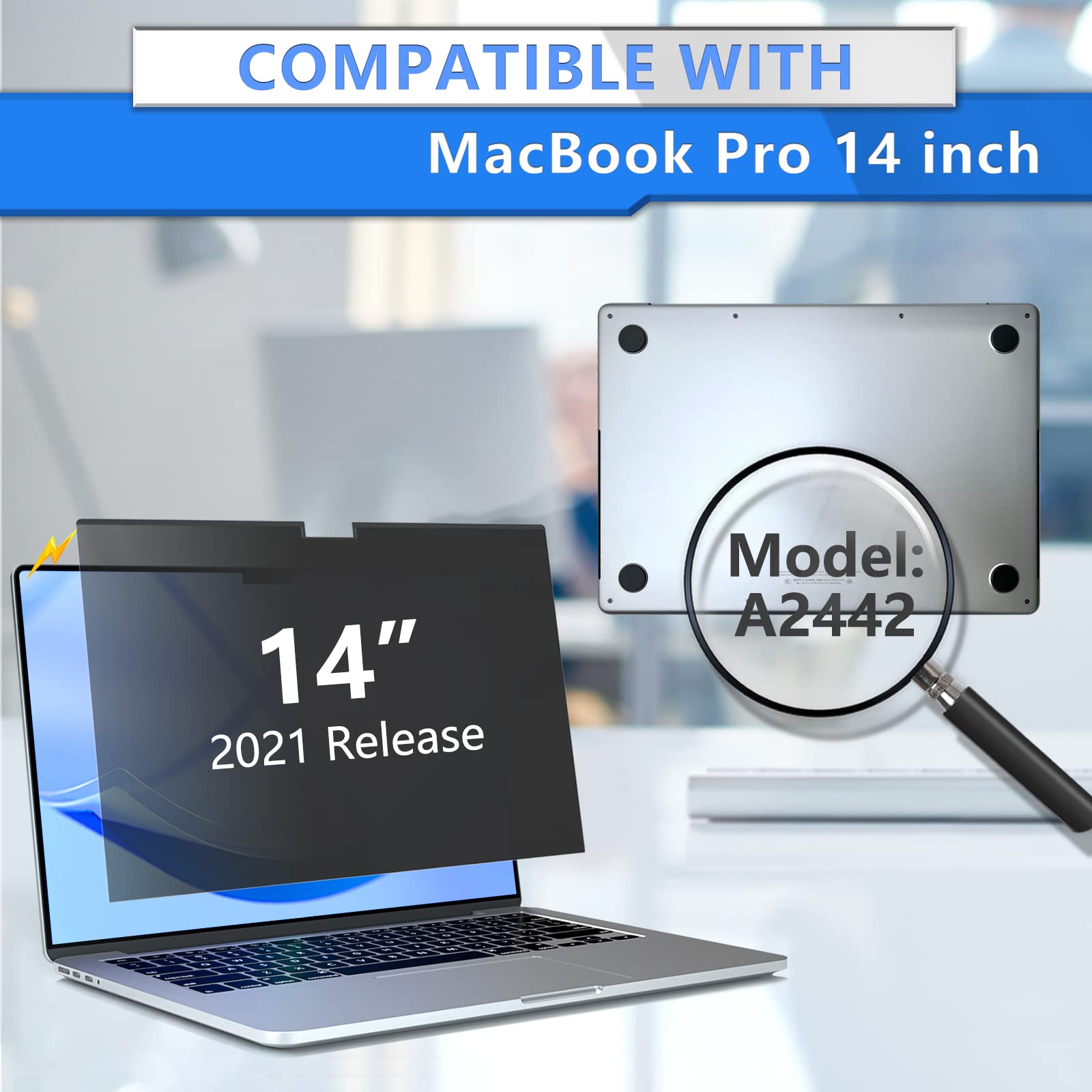 Macbook Pro 14 Privacy Screen, Magnetic Removable Privacy Screen Compatible With Macbook Pro 14 Inch 2021~2023 (M3 /M2/M1 Chip/A