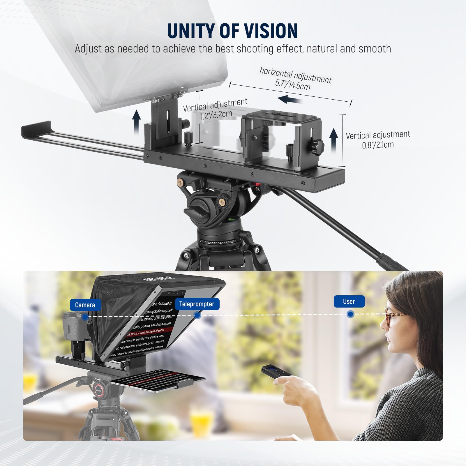 Prompter With Reader NEEWER Basics X16B Aluminum Alloy Liftable Teleprompter 16 for iPad ...