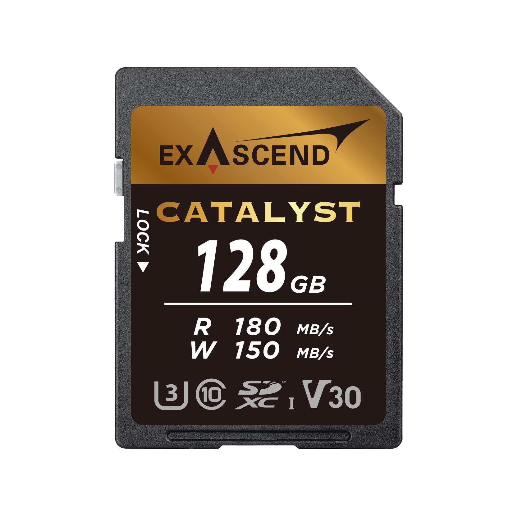 Exascend 64 GB / 128 GB / 256 GB Catalyst SD UHS-I Card, C10, U3, V30, up to 180MB/s, Compatible with Canon, Nikon, Panasonic an