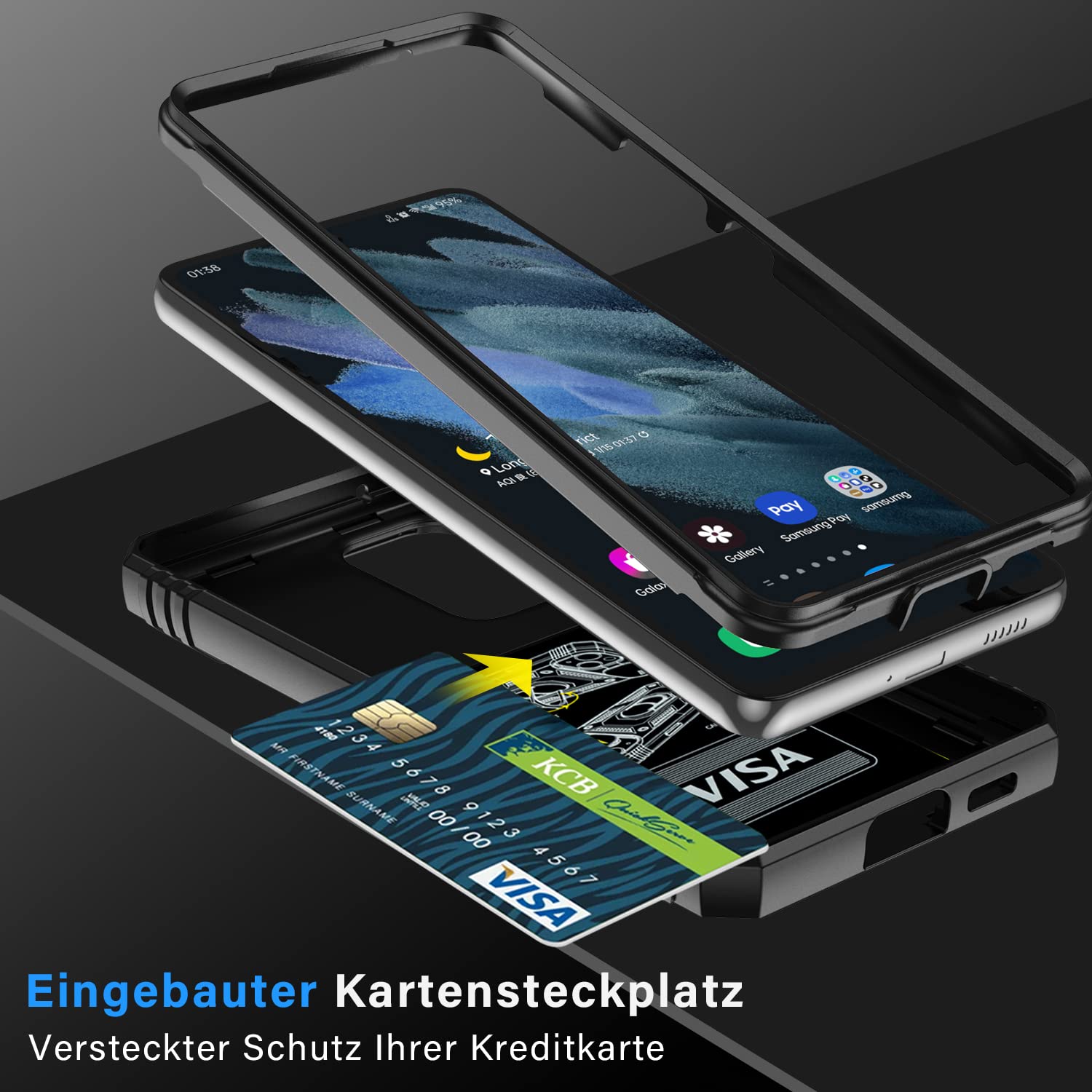 Pasnew Phone Case For Samsung A53 5G,360 Kickstand & Slide Camera Cover,Military Rugged Heavy Duty Full Body Shockproof Hard She